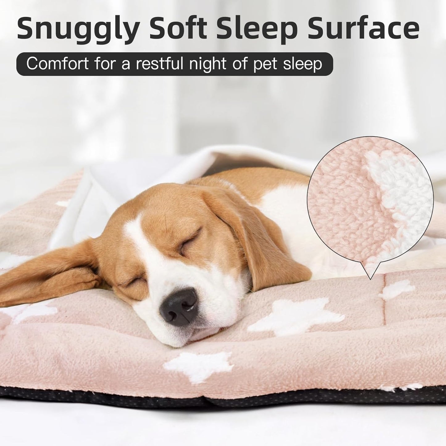 Mora Pets Dog Crate Pad Dog Kennel Bed Mat for Large Dogs Washable Cute Star Pet Bed for 36 inch Cage Ultra Soft Flat Puppy Cat Cushion for Cozy Sleeping Anti-Slip Pink 36 x 23