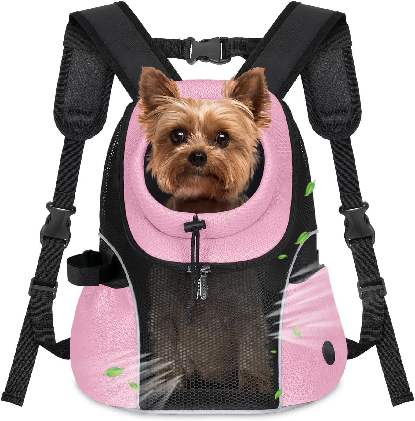 WOYYHO Pet Dog Carrier Backpack Small Dog Front Backpack Ventilated Mesh Dog Travel Back Pack with Safety Belt for Travel Hiking Cycling Outdoor Adventures (Size S: 2-4.5 lbs, Pink)