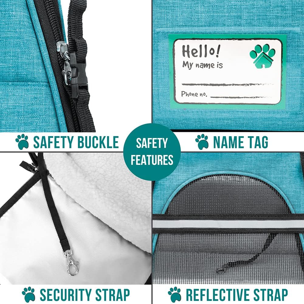 PetAmi Airline Approved Pet Carrier for Cat, Soft Sided Dog Carrier for Small Dog, Cat Travel Supplies Accessories Indoor Cat, Ventilated Pet Carrying Bag Medium Large Kitten Puppy, Large Heather Blue