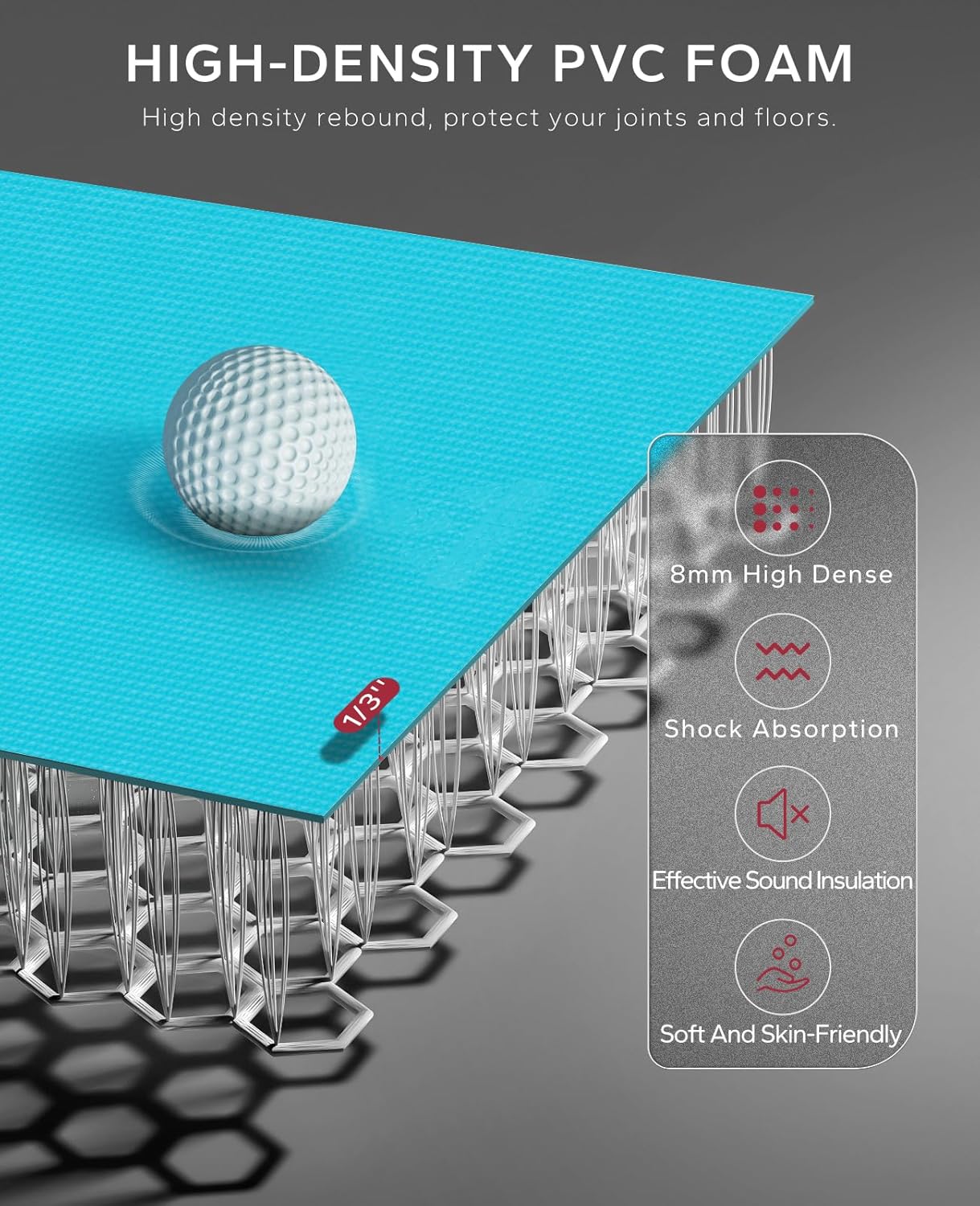 HAPBEAR Extra Large Exercise Mat-7'x5'/6'x8'/6'x9'/6'x10'/6'x12'x8mm(1/3 inch),Non-Slip, Ultra Durable, Thick Workout Mats for Home Gym Flooring Cardio, Yoga Mats for Fitness, High-Density Exercise Mat, Shoes-Friendly