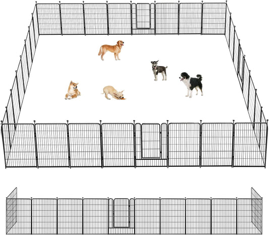 Dog Playpen 40 inch 32 Panels Indoor Outdoor Dog Pen for Large/Medium/Small Dogs Heavy Duty Metal Dog Fence Outdoor for Yard, Puppy Playpen with Door Portable Pet Fence for RV Camping Yard