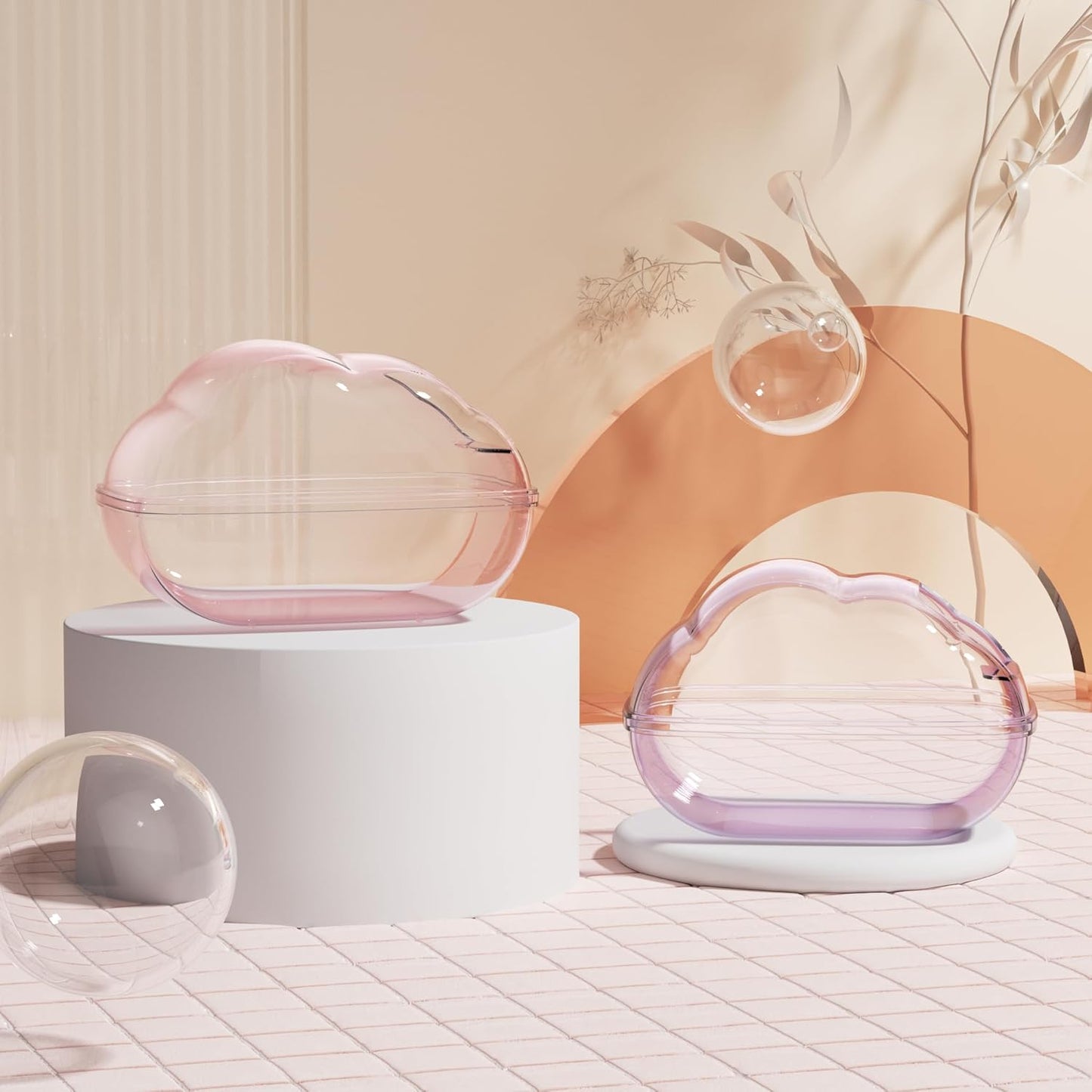 BUCATSTATE Sand Bath Container for Hamster Transparent Toilet with Scoop Set Dust Bath Sandbox Cage Accessories for Small Animals(Purple, Large)