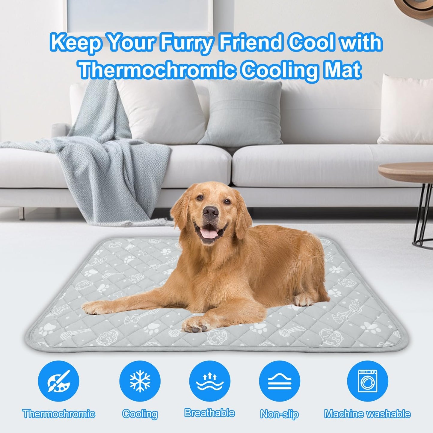 MH MYLUNE HOME Self Cooling Mat for Dog, 28”x39” Arc-Chill Cooling Fiber & Endothermic Color Changing Pet Cooling Pad, Foldable & Washable Non-Toxic Summer Pet Blanket