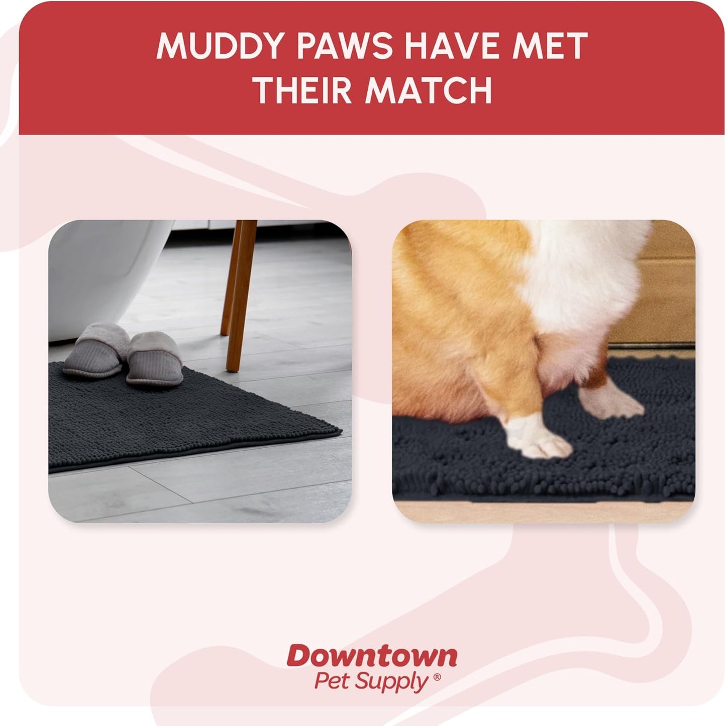 My Doggy Place Microfiber Dog Mat for Muddy Paws, 18" x 24" Charcoal - Absorbent and Quick-Drying Dog Paw Cleaning Mat, Washer and Dryer Safe - Non-Slip Rubber Backed Dog Floor Mat, Small