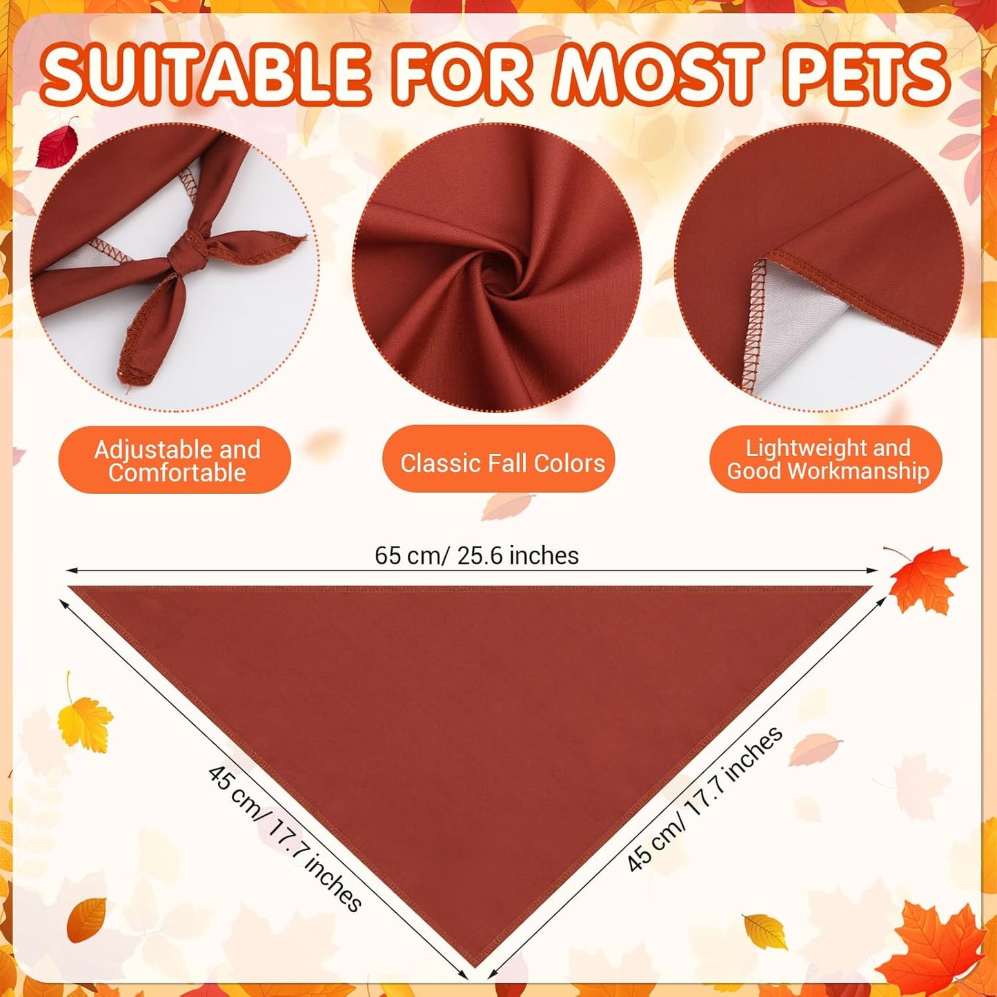 48 Pcs Thanksgiving Blank Dog Bandanas Bulk Sublimation Plain Bandanas for Dogs Heat Transfer Personalized DIY Triangle Bibs Scarf Set for Pets Fall Costume Photo Props Accessories Pet Shops