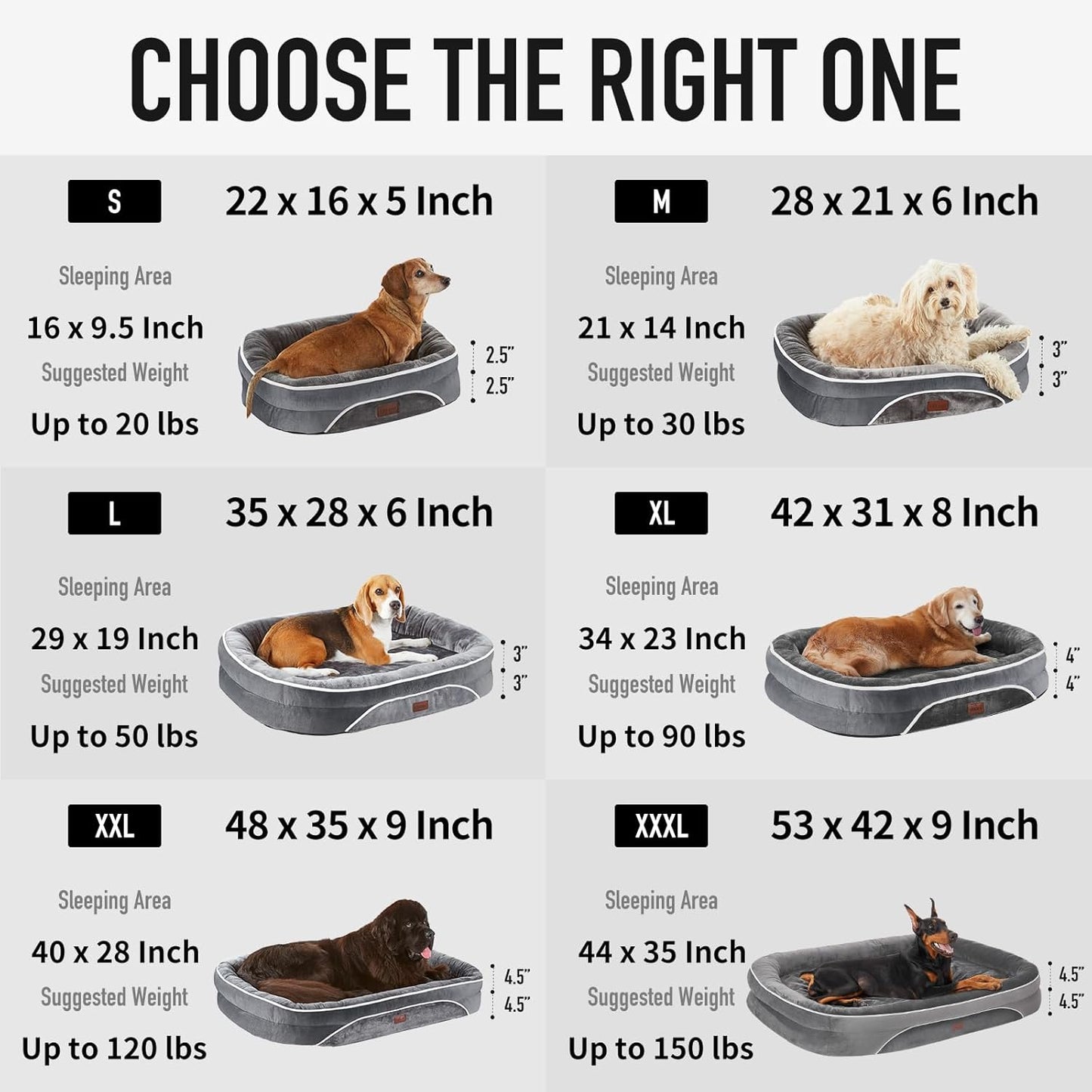 OhGeni Orthopedic Big Dog Couch Pet Sofa XL Sized Cat Beds with Comfort Foam Support, Soft Comfortable Fabric, Machine Washable Waterproof Removable Cover, 42-Inch (Gray)