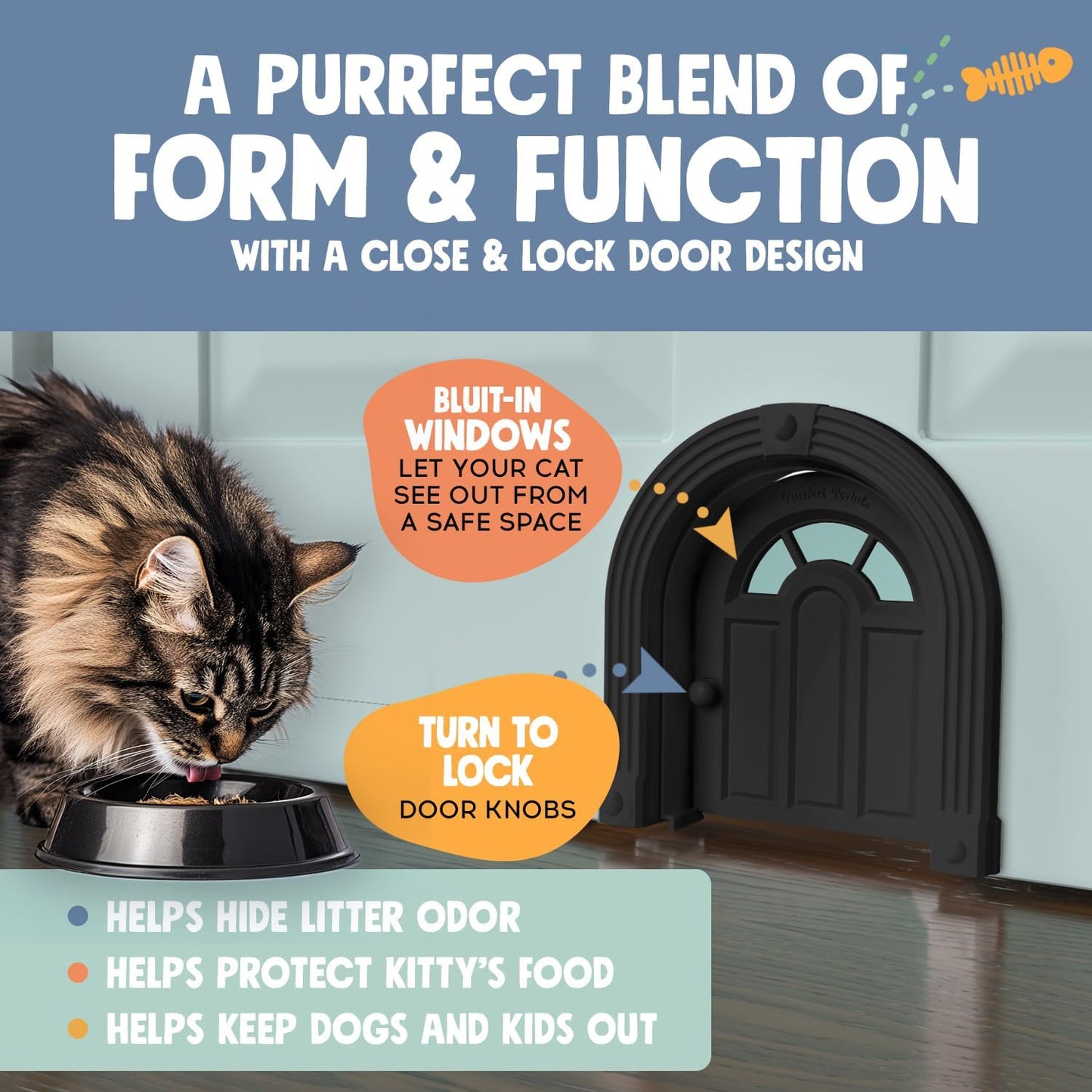 Meow Manor® Cat Door Interior Door - No-Flap, Interior Cat Door for Cats Up to 20 lbs, Easy DIY Setup, Secured Installation in Minutes, No Training Needed…