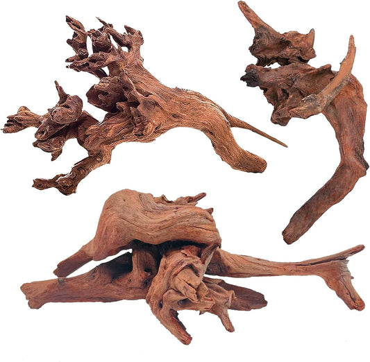 WDEFUN Natural Driftwood for Aquarium Decor, 3-Piece 7''-11'' Large Driftwood for Decorations on Fish Tank, Reptiles Bearded Dragon Accessories or Air Plants