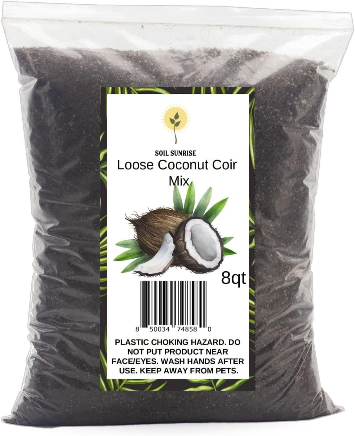 Loose Coconut Coir Mix (8 Quarts), Coconut Coir for Home Gardening - All Natural Soil additive - pH Balanced and Double Washed Coco Peat