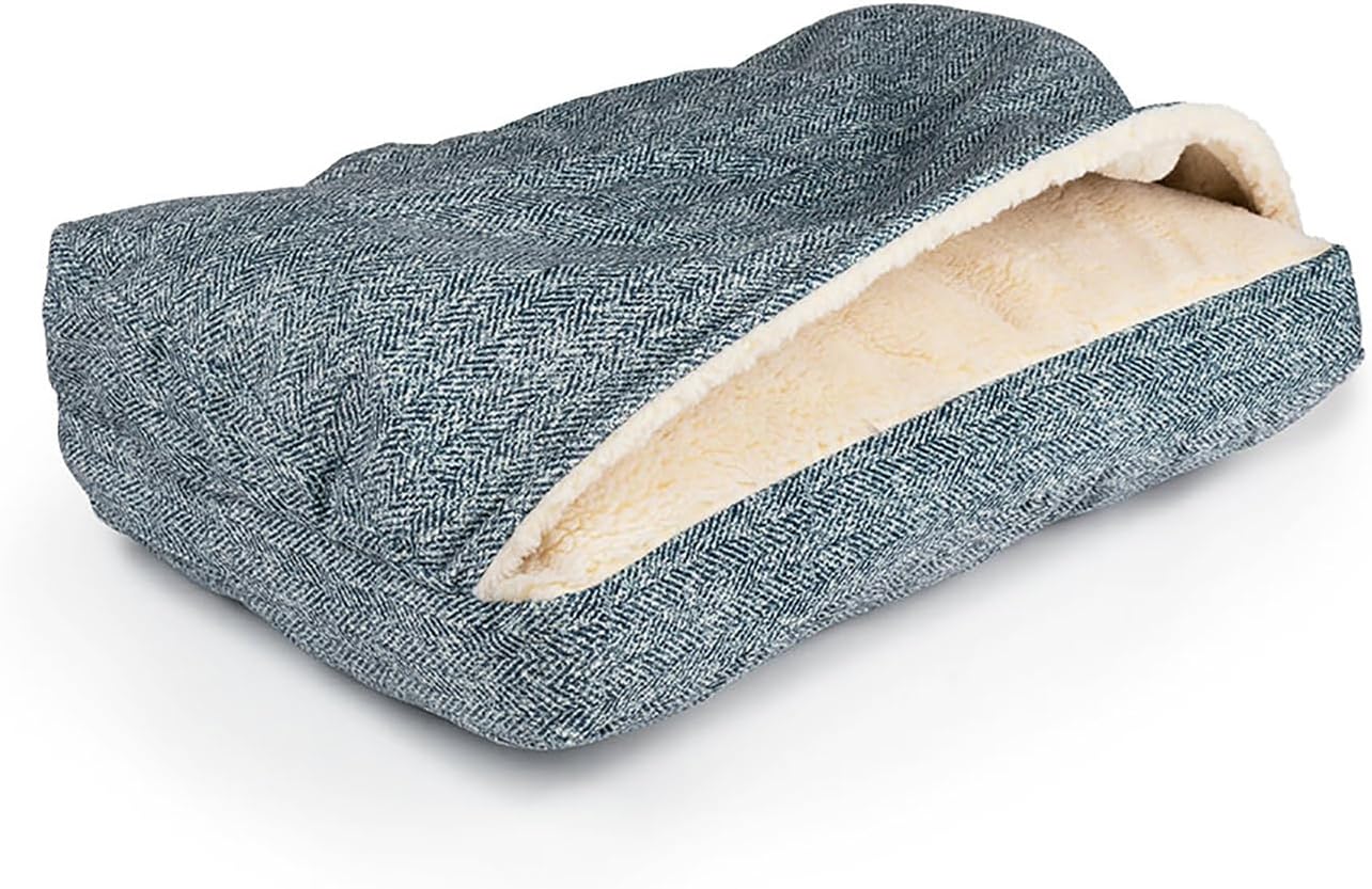 Snoozer Pet Products Luxury Rectangle Cozy Cave Dog Bed with Microsuede, Showdog Collection, Large, Palmer Indigo