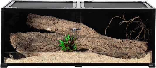 REPTI ZOO 68 Gallon Reptile Terrariums, 48" X 18" X 18" Reptiles Tanks Enclosure for Bearded Dragon Ball Python Snake, Black-Tinted ECO Glass Reptile Habitat with Sliding Door & Top Screen Ventilation