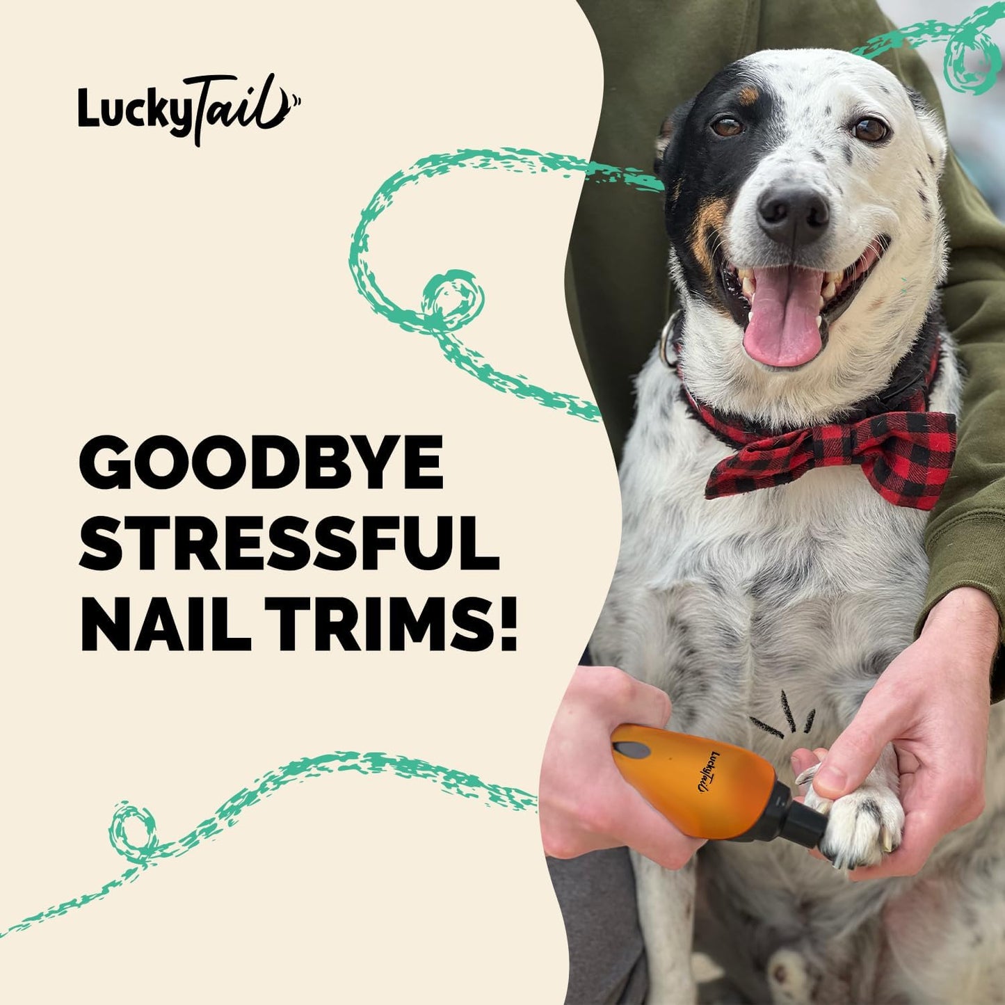 LuckyTail Pet Nail Grinder for Dogs and Cats - Super Quiet and Low Vibration Electric Dog Nail Grinder with 2 LED Lights - USB Rechargeable and Cordless - 2 Speeds - Small to Large Pets - Orange