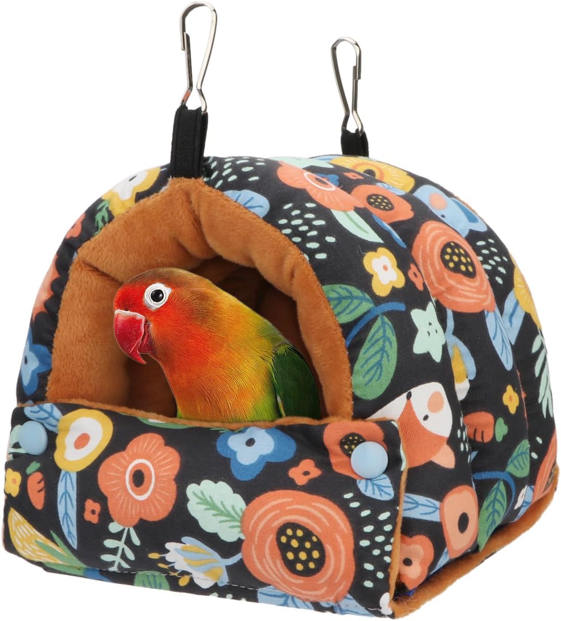 Wontee Bird Nest House Winter Warm Snuggle Hut Bird Bed Hanging Hammock for Parrots Budgies Parakeets Caique Senegal Cockatiels Conures (Small, Black)