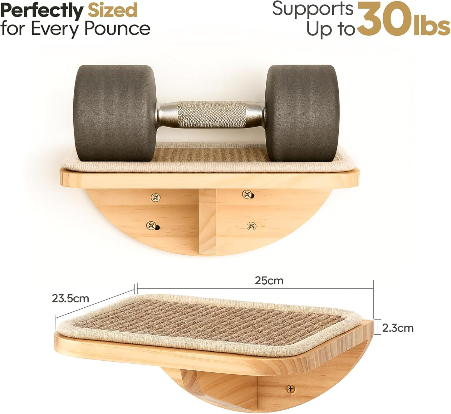 Cat Wall Shelves with Sisal Pads, 4-Piece Wooden Cats Furniture Set with Cat Window Perch, Flat Shelf & Sisal-Clad Steps for Climbing and Scratching