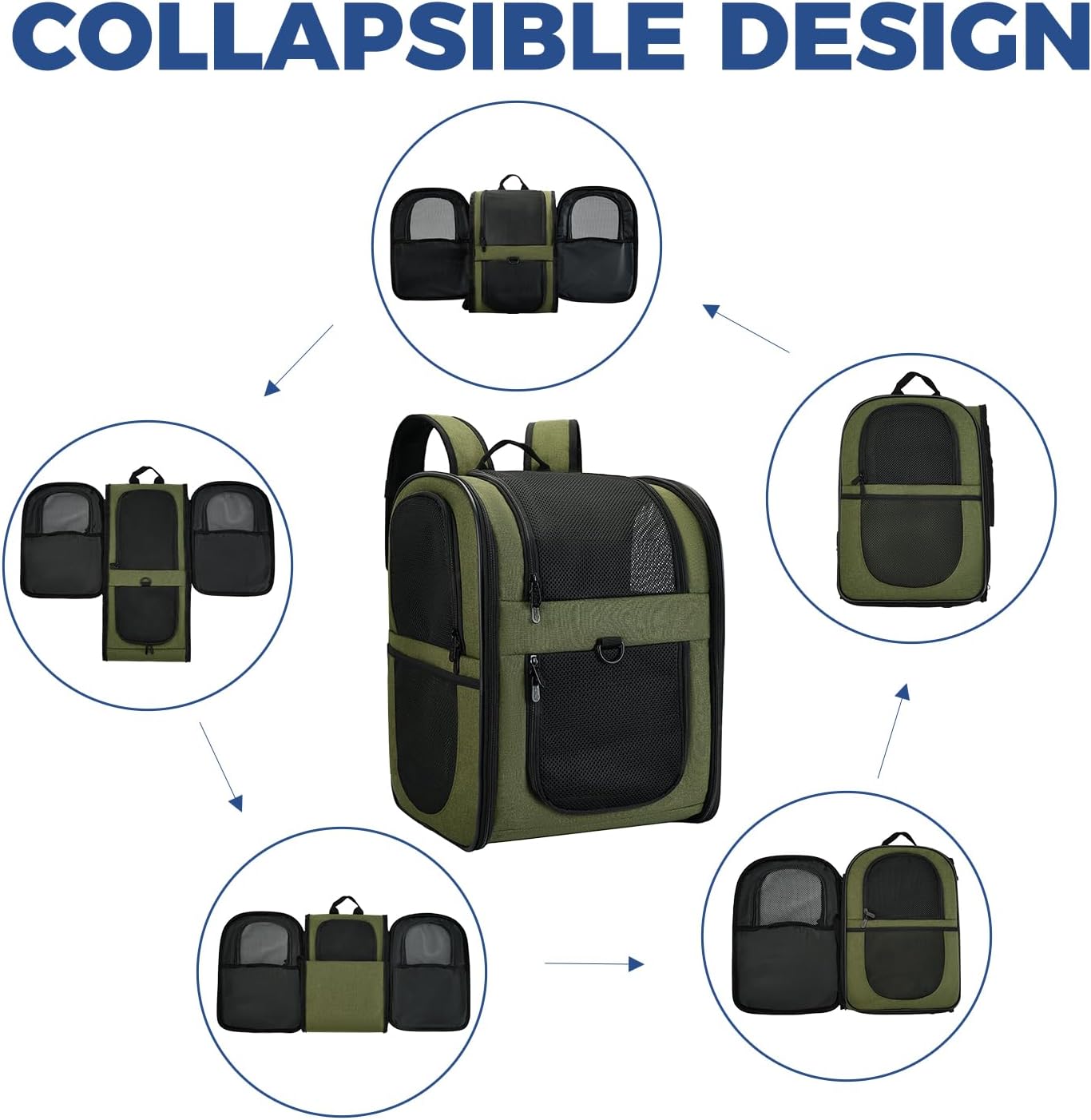 Apollo Walker Dog & Cat Carrier Backpack for 4-15lb Pets - Ventilated Safe Design with Padded Back Support, Breathable Mesh Pet Backpack for Hiking, Travel, Outdoor (Green)