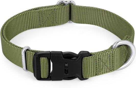 Mikivery Nylon Dog Collar with Quick Release Buckle Soft Adjustable Sturdy for Small Medium Large Dogs Military Green,M
