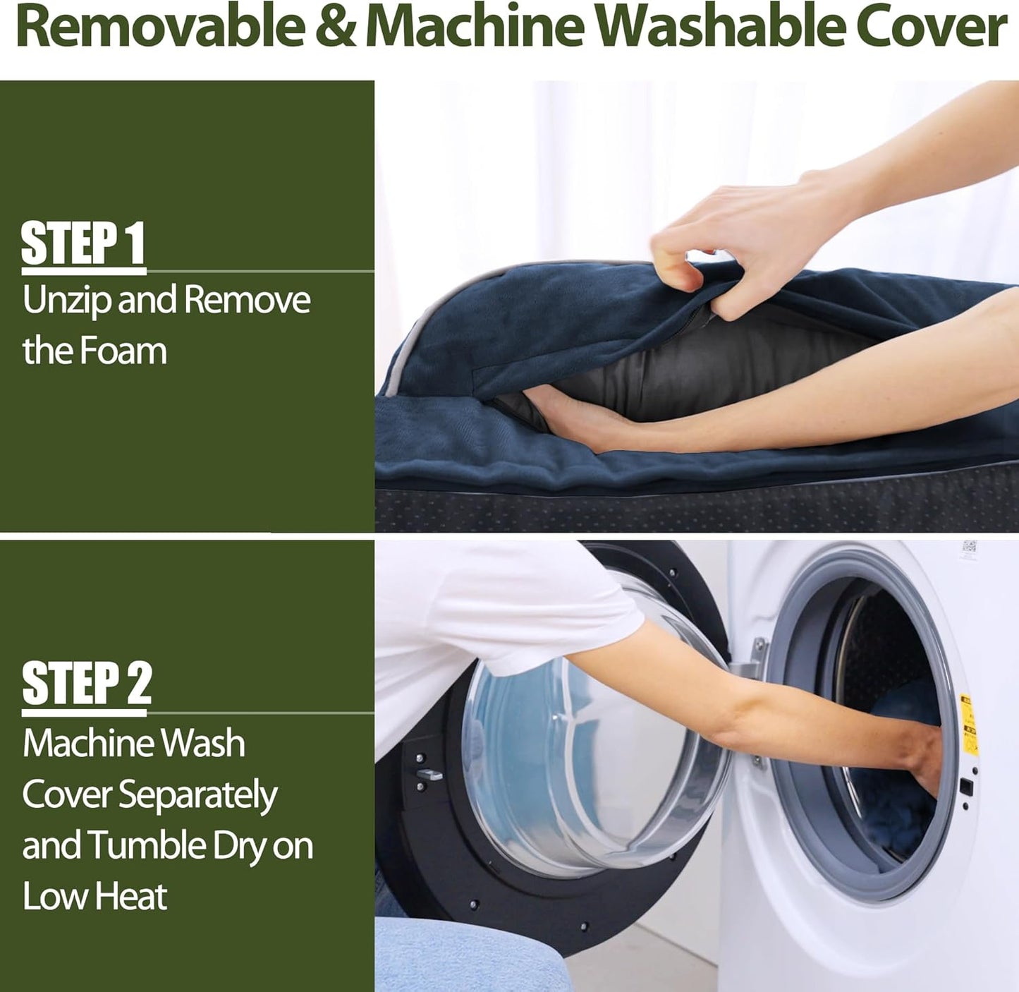 Orthopedic Dog Beds for Extra Large Dogs, Waterproof Dog Beds XLarge, Memory Foam Dogs Couch Beds with Comfy Bolster, Removable Washable Cover and Nonskid Bottom (X-Large,Navy Blue)