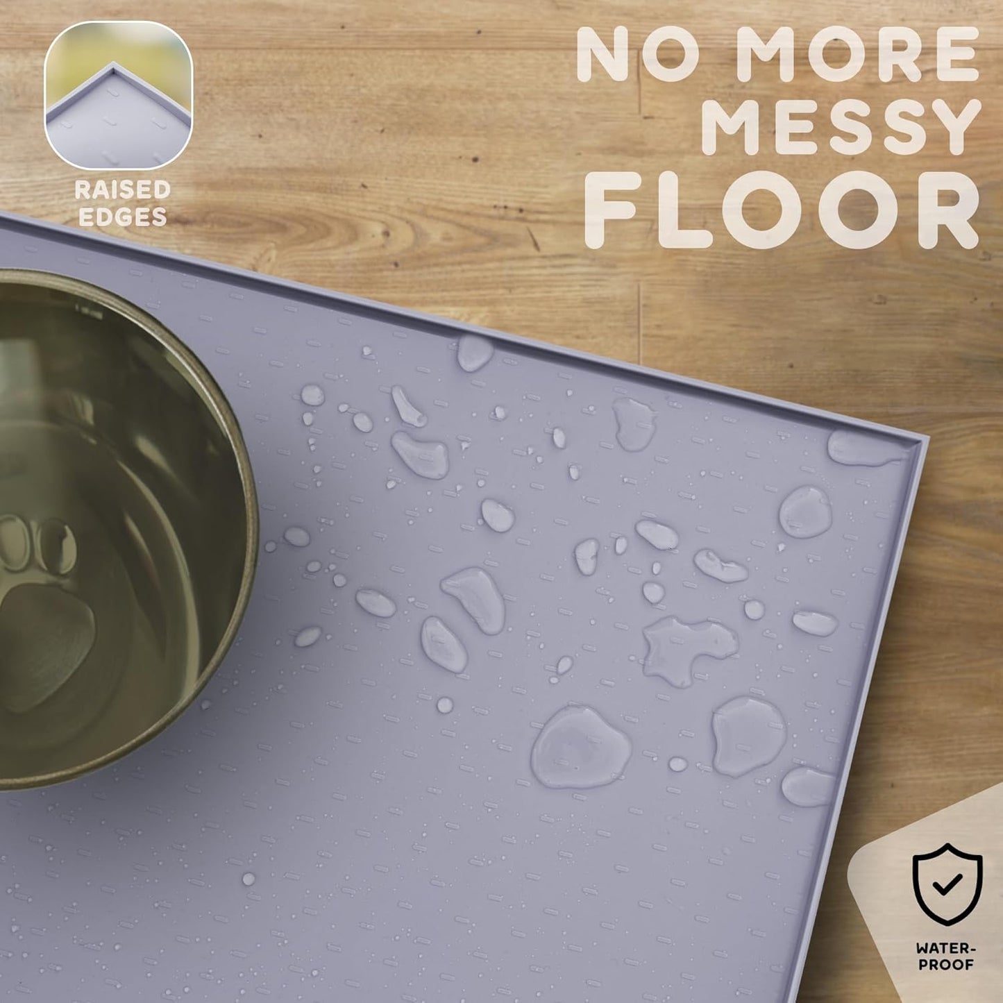 Dog Food Mat - 28x18 Raised Edges Dogs Mat for Food and Water Prevent Spill, Waterproof Cat Food Mats Protect Floors, Easy Clean Dog Bowl Mats for Food and Water, Silicone Pet Feeding Placemats