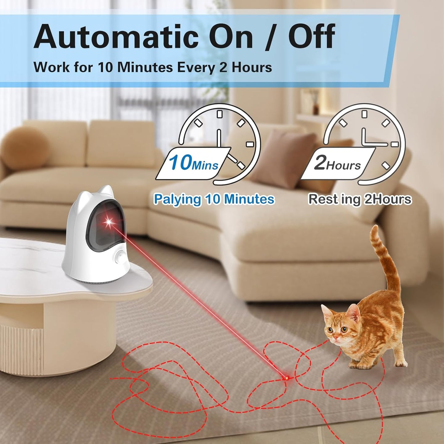 Cat Laser Toys for Indoor Cats, Random Trajectory Laser Cat Toy, Interactive Cat Toys for Bored Indoor Adult Cats/Kittens/Dogs