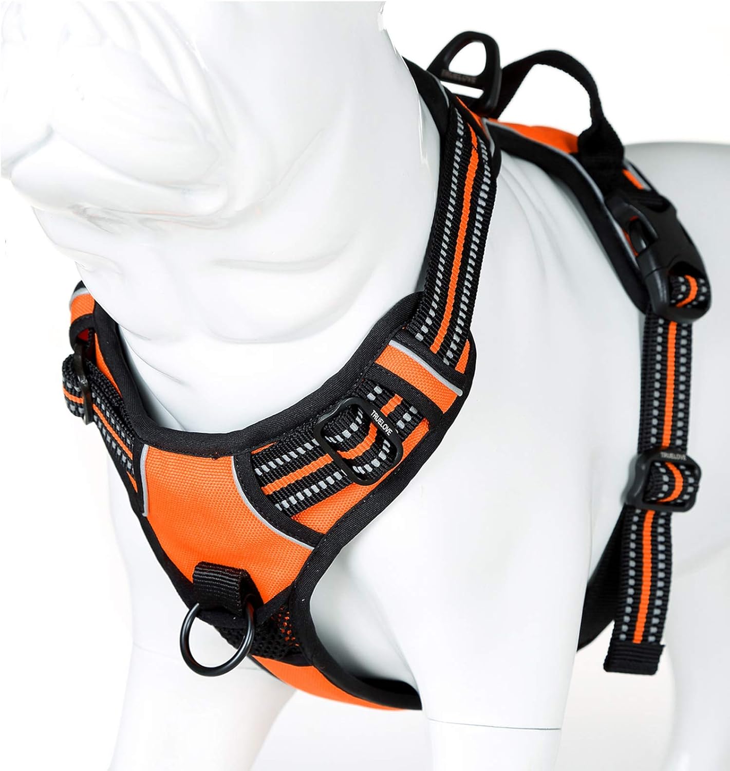 Truelove No Pull Dog Harness with Easy Control Handle and 2 Leash Attachments,Reflective Adjustable Pet Vest