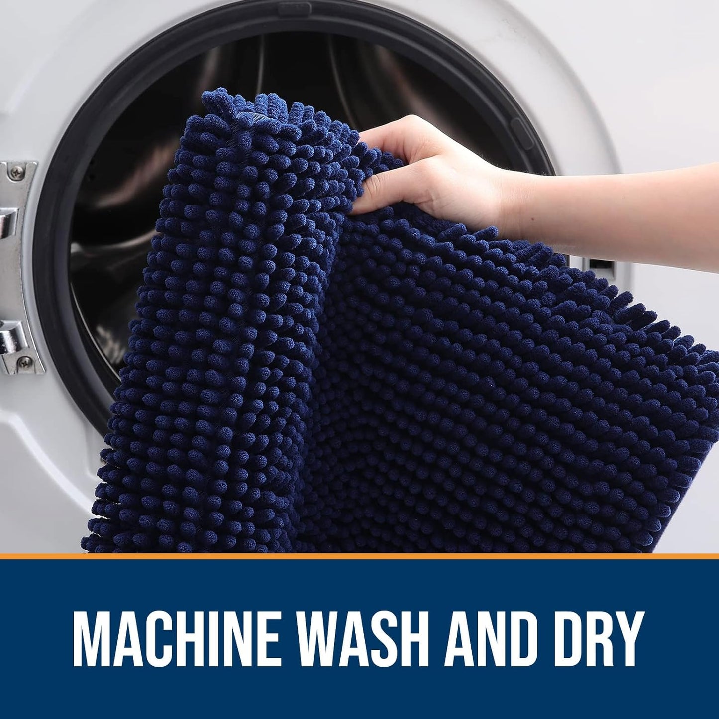 OLANLY Dog Door Mat for Muddy Paws 40x32, Absorbs Moisture and Dirt, Absorbent Non-Slip Washable Doormat, Quick Dry Chenille Mud Mat for Dogs, Entry Indoor Entryway Carpet for Inside Floor, Navy Blue