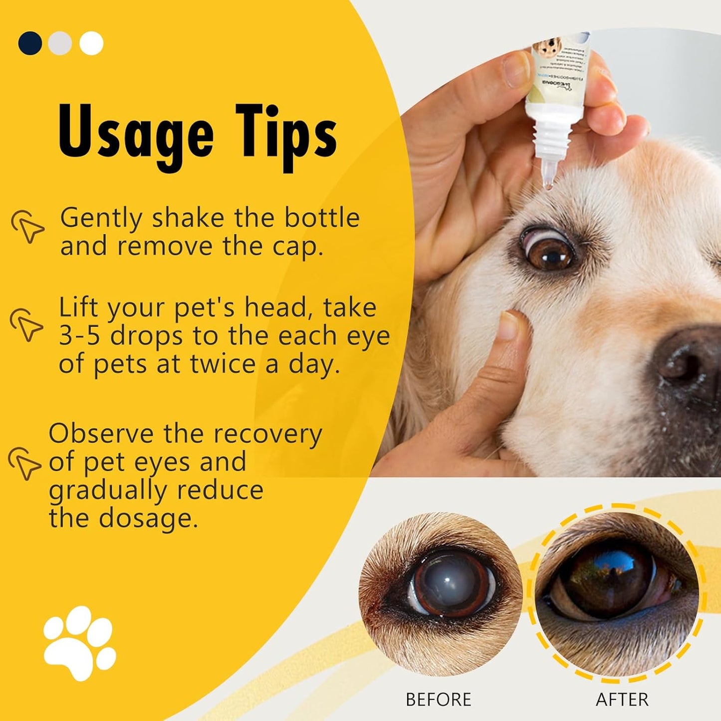 Eye Drops for Dogs, Cataract Dog Eye Drops for Relieving Itching and Irritation, Dog Eye Infection Treatment, Eye Drops for Dogs & Cats Removing Eye Dryness Pink Eyes Tear Stain Cleaner 2x20 mL