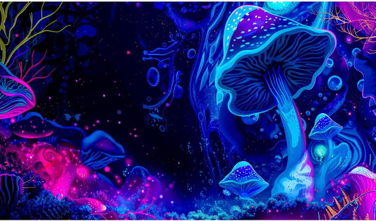 Fantasy Mushroom Forest Aquarium Background Abstract Cartoon Mushroom Reptile Tank Backgrounds Vibrant Jungle Mushrooms Theme Fish Tank Background Magic Mushrooms Reptile Enclosure Backgrounds 72x18in