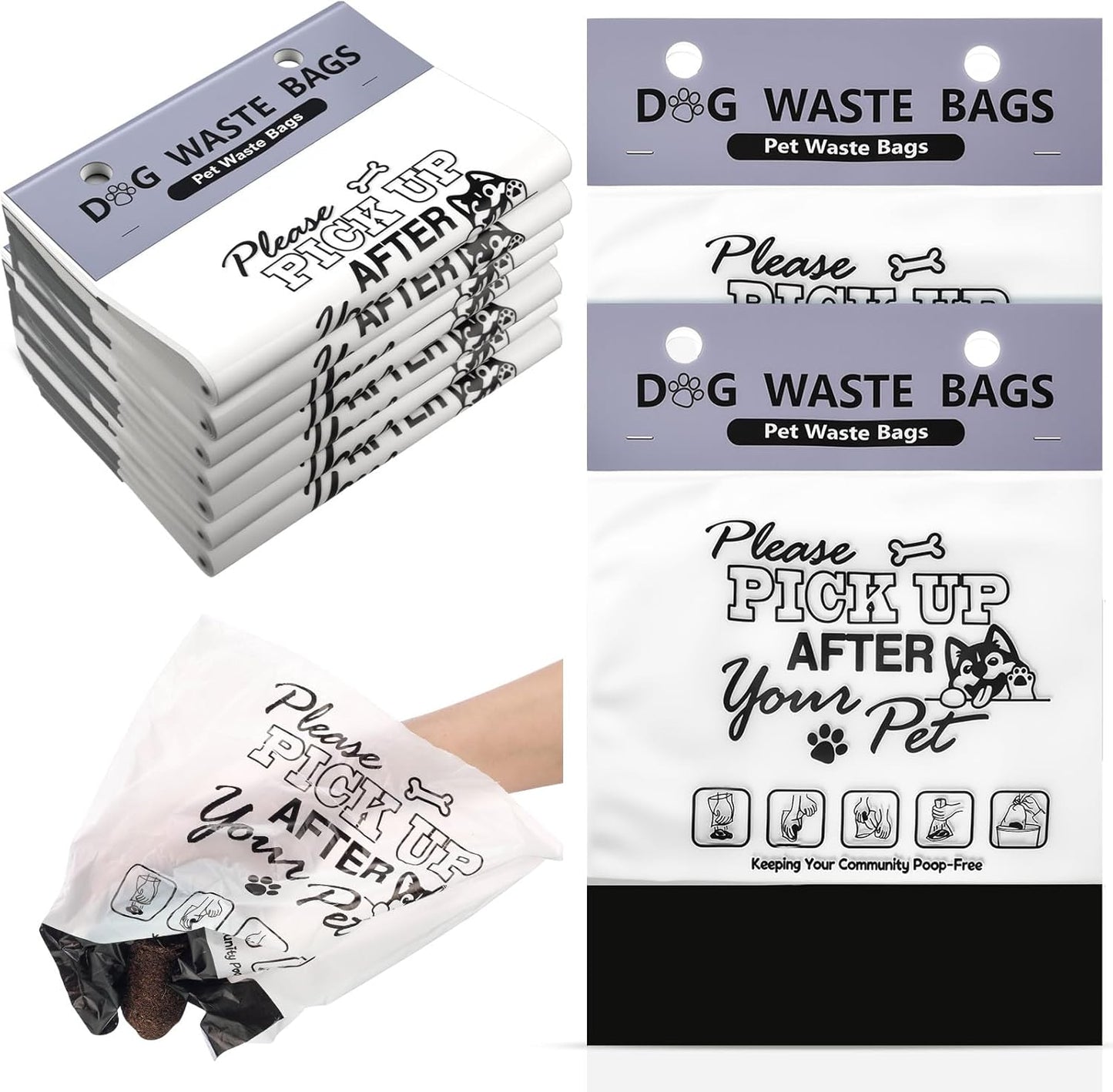 Ireer 500 Pcs Thick Header Dog Waste Bags Bulk Dog Poop Station Refills Pet Waste Bags Thicker Leakproof Disposal No More Warm Yuck Feeling for Home Outdoor Parks Communities Hoas