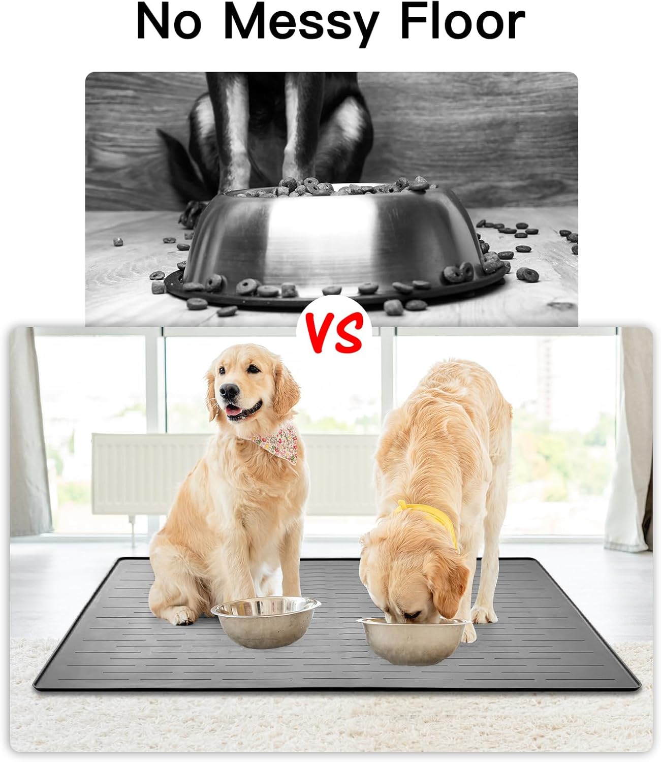 32" x 24" Large Pet Food Mat, Silicone Dog Mats for Food and Water, Nonslip Pet Feeding Mats for Floors,Dog Cat Bowl Mat with Raised Edges, Gray Green