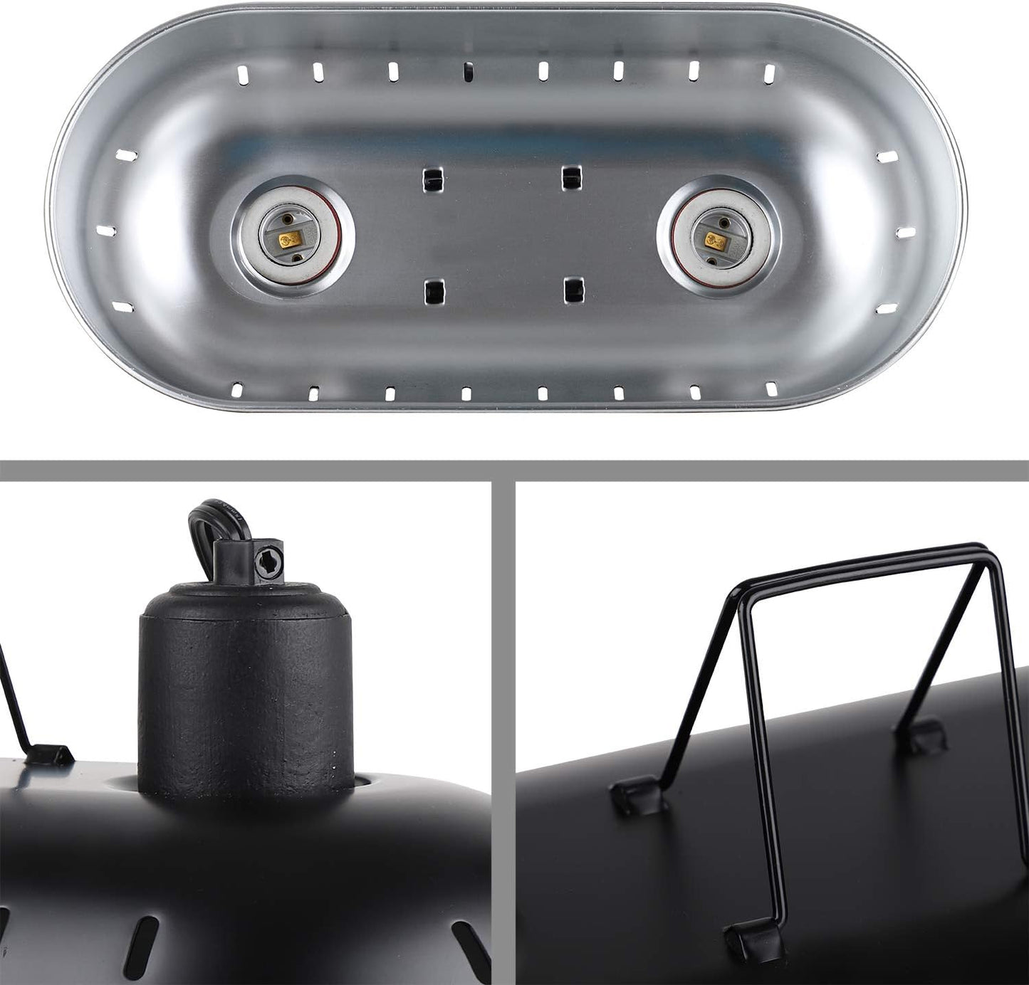 DXOPHIEX 15inch Dual Reptile Light Fixture, Max 150W Dual Reptile Heat Lamp with Separate Switches, Double Dome Lamp UVB Light Fixture for Bearded Dragon, Turtles, Snake and Lizard Terrarium