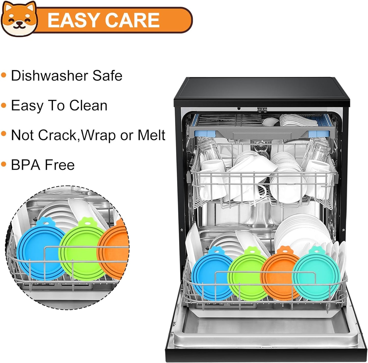 2 Pack Silicone Pet Food Can Lids, Black/Blue, BPA Free, Food Safe, Universal, Pull On, Round, 2 Pieces, Perfect for Most Families with Pets at Home