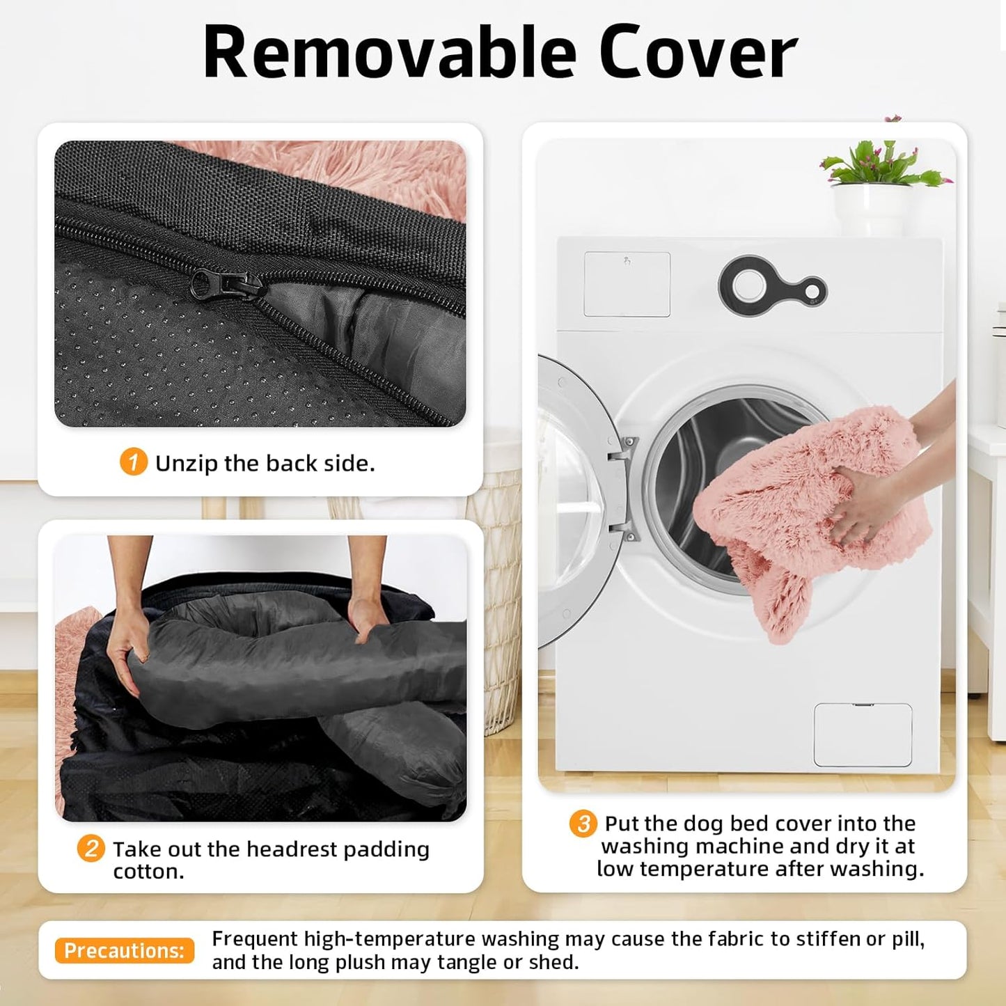 GGIB Calming Dog Bed Fluffy Plush Dog Mat for Furniture Protector with Removable Washable Cover for Large Medium Small Dogs and Cats (Medium, Pink)