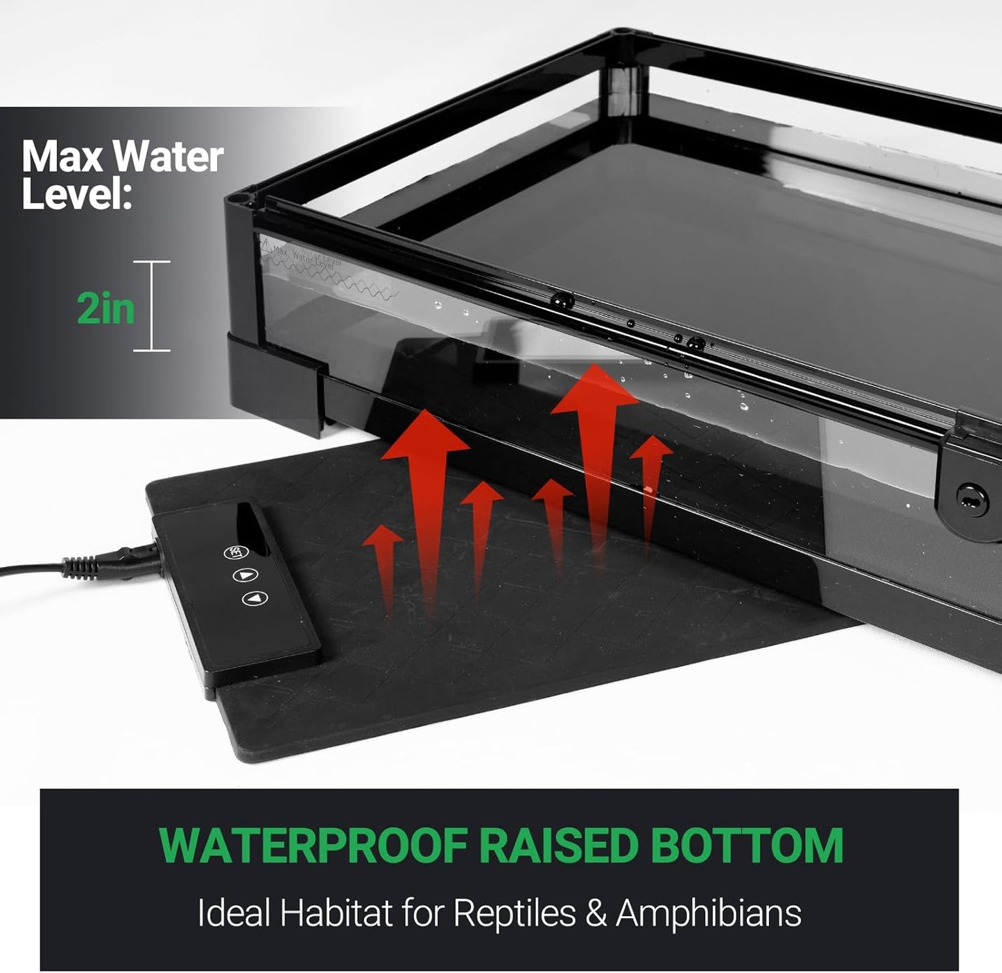 Tempered Glass Reptile Tank, 30x12x12 Inch Front Opening Terrarium with Top Screen Ventilation & Water-Holding Bottom, 20 Gallon Reptile Enclosure for Snake, Leopard Gecko, Bearded Dragon