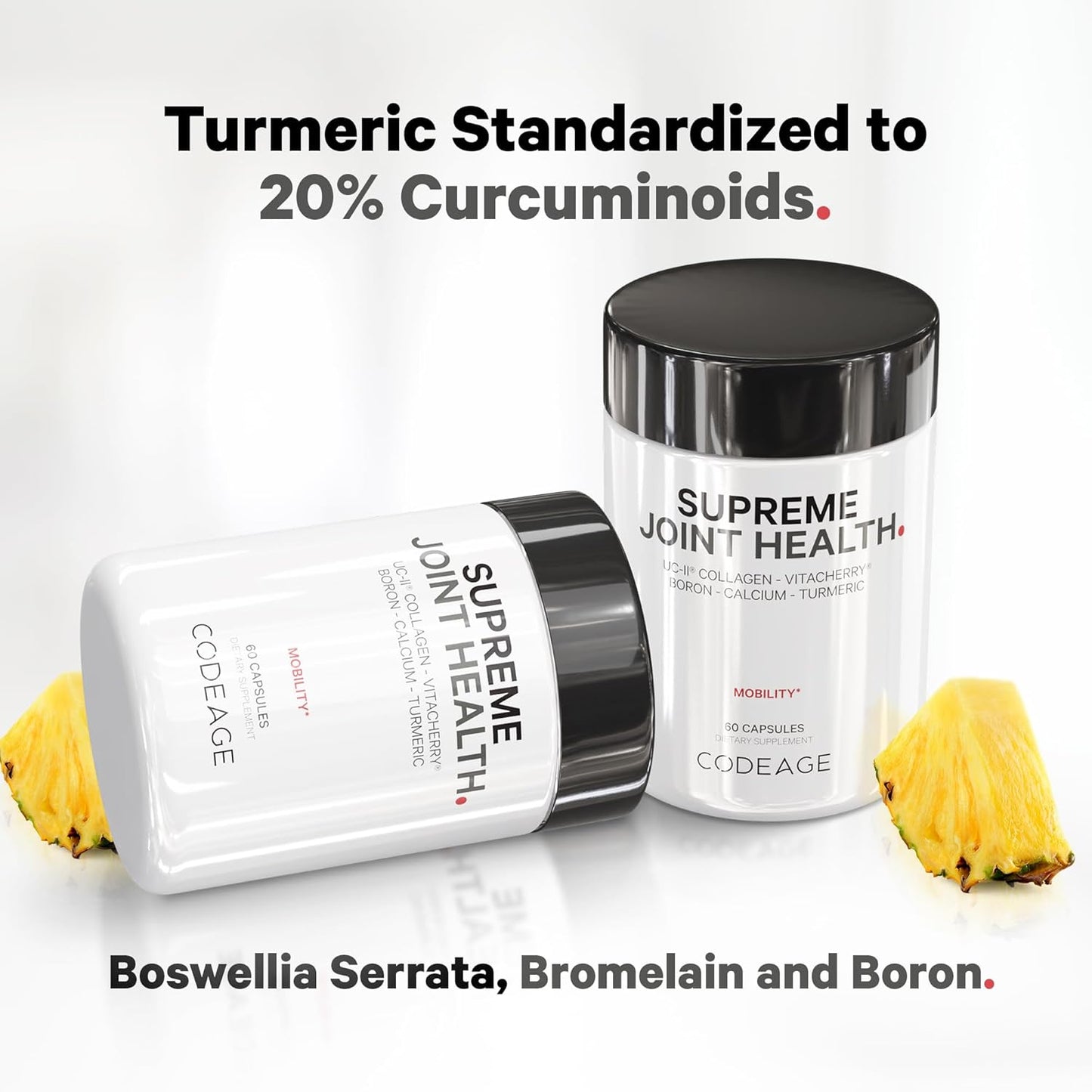 Codeage Supreme Joint Health, UC-II Collagen Capsules Type II, VitaCherry Sport Cherries, Boron, Calcium Fructoborate, Hyaluronic Acid, Turmeric, Bromelain & Boswellia Supplement, Non-GMO, 60 Count