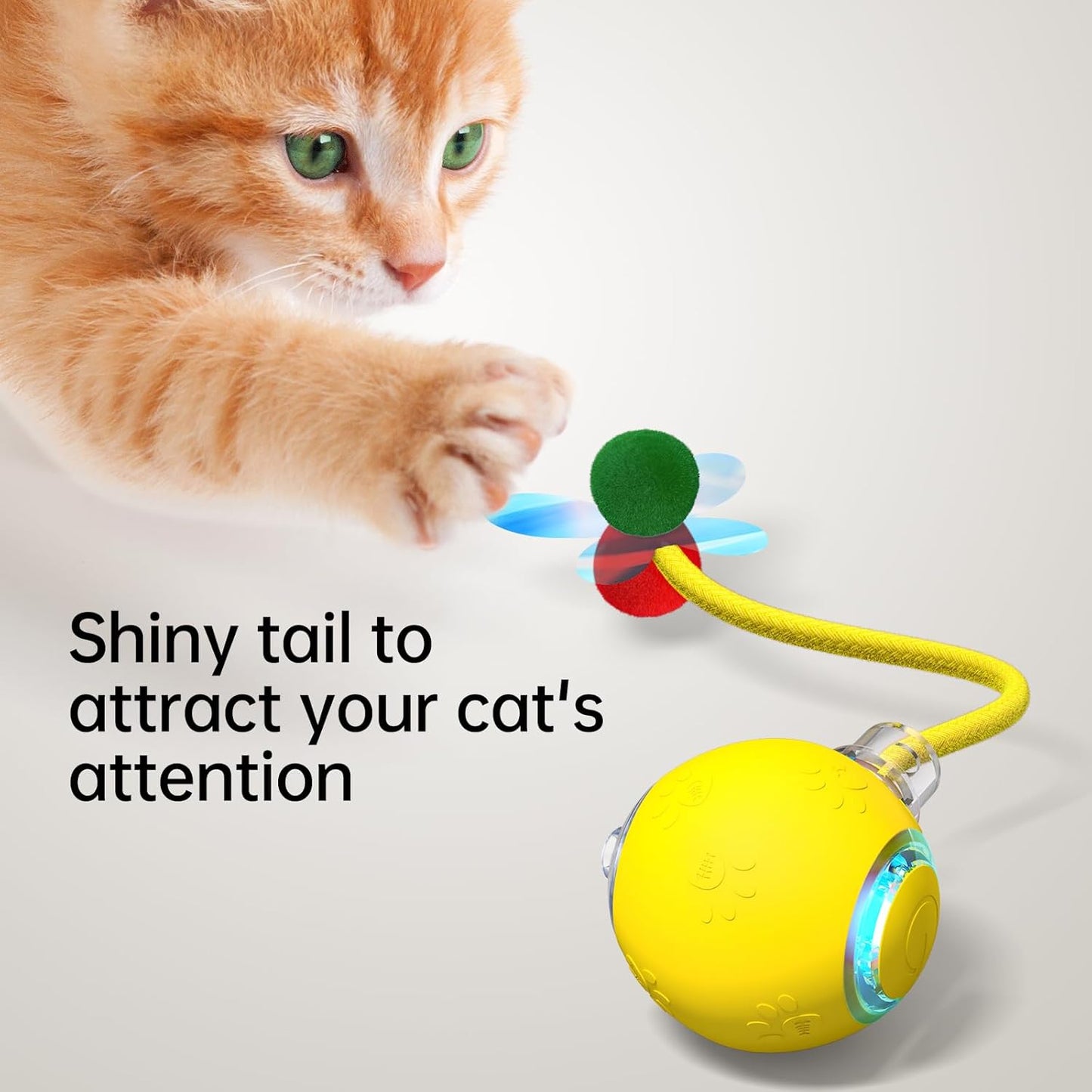 Interactive Cat Toys for Indoor Cats - Kitten Toy with Speedy Tail 2.0, Automatic Cat Toys for Bored Indoor Adult Cats, Motion-Activated, 2025 New Upgraded, USB Rechargeable (Yellow)