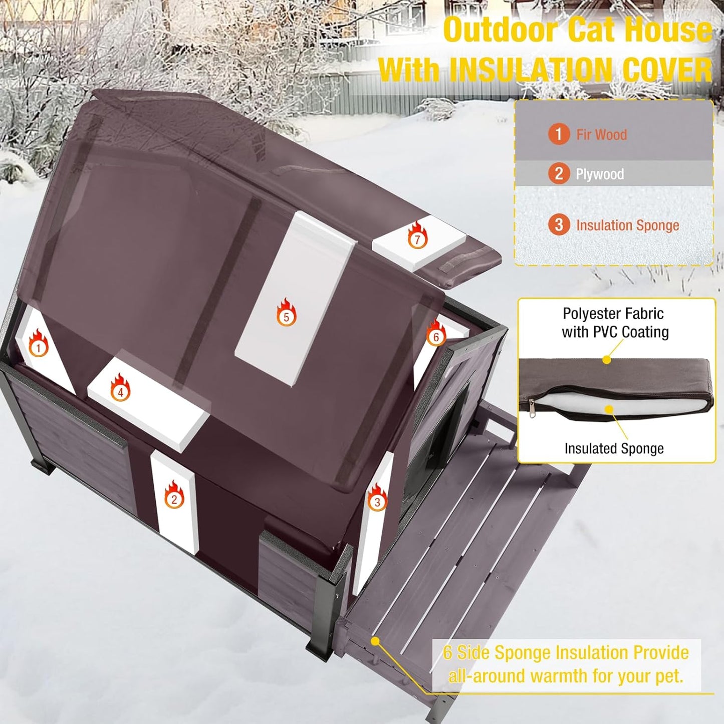 Aivituvin Dog House Outdoor with Metal Frame, Insulated Dog Kennel Outside for Small to Medium Breed, 45" Weatherproof Large Dog Shelter with Anti-Chewing Iron Frame, Grey (45" D x 32.9" W x 32.6" H)