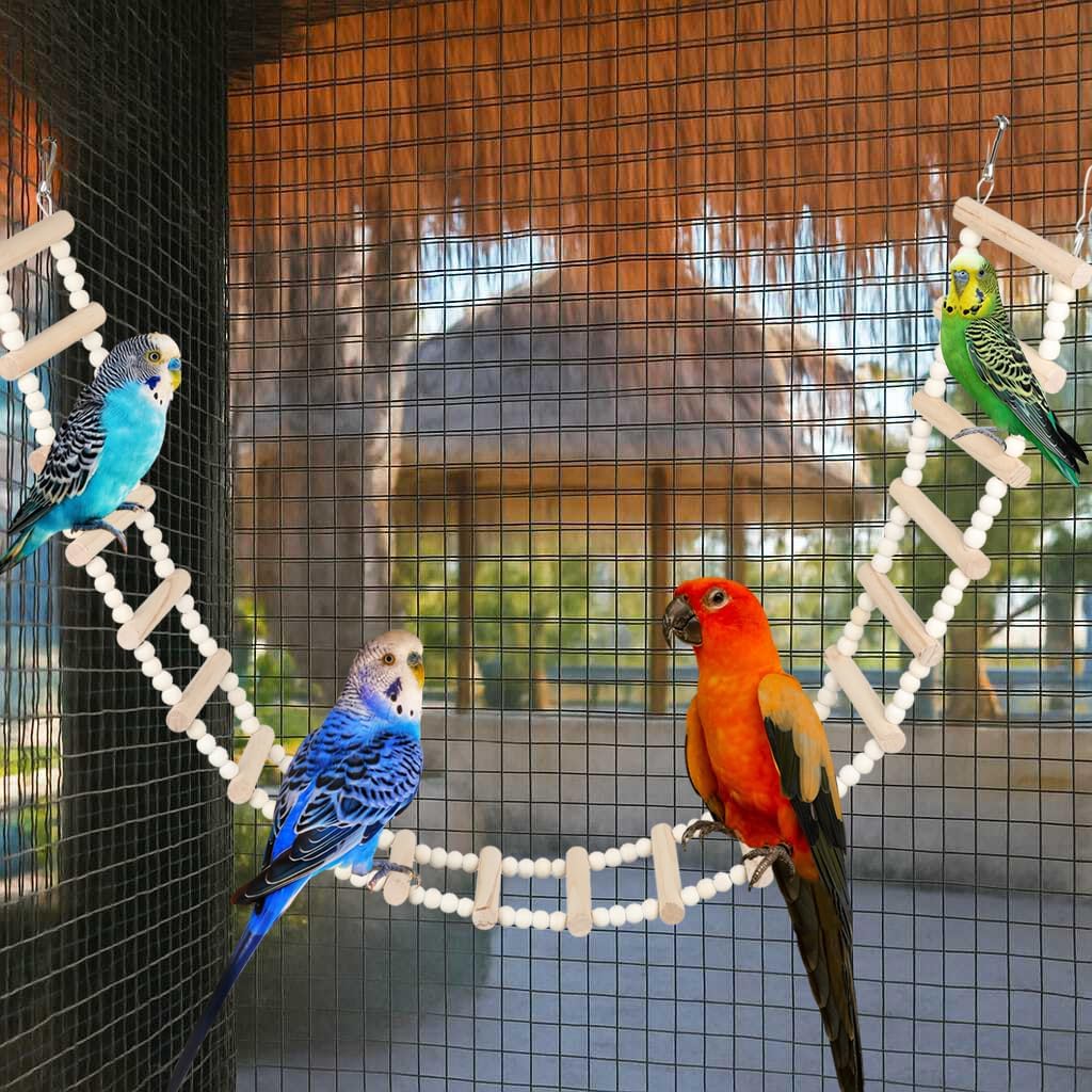 SIMENA Wooden Climbing Ladder for Birds & Hamsters, Interactive Swing & Ladder Toys for Small Pets – Ideal for Hamsters, Birds, Parrots, Squirrels, and Sugar Gliders (20 ladders, 43")