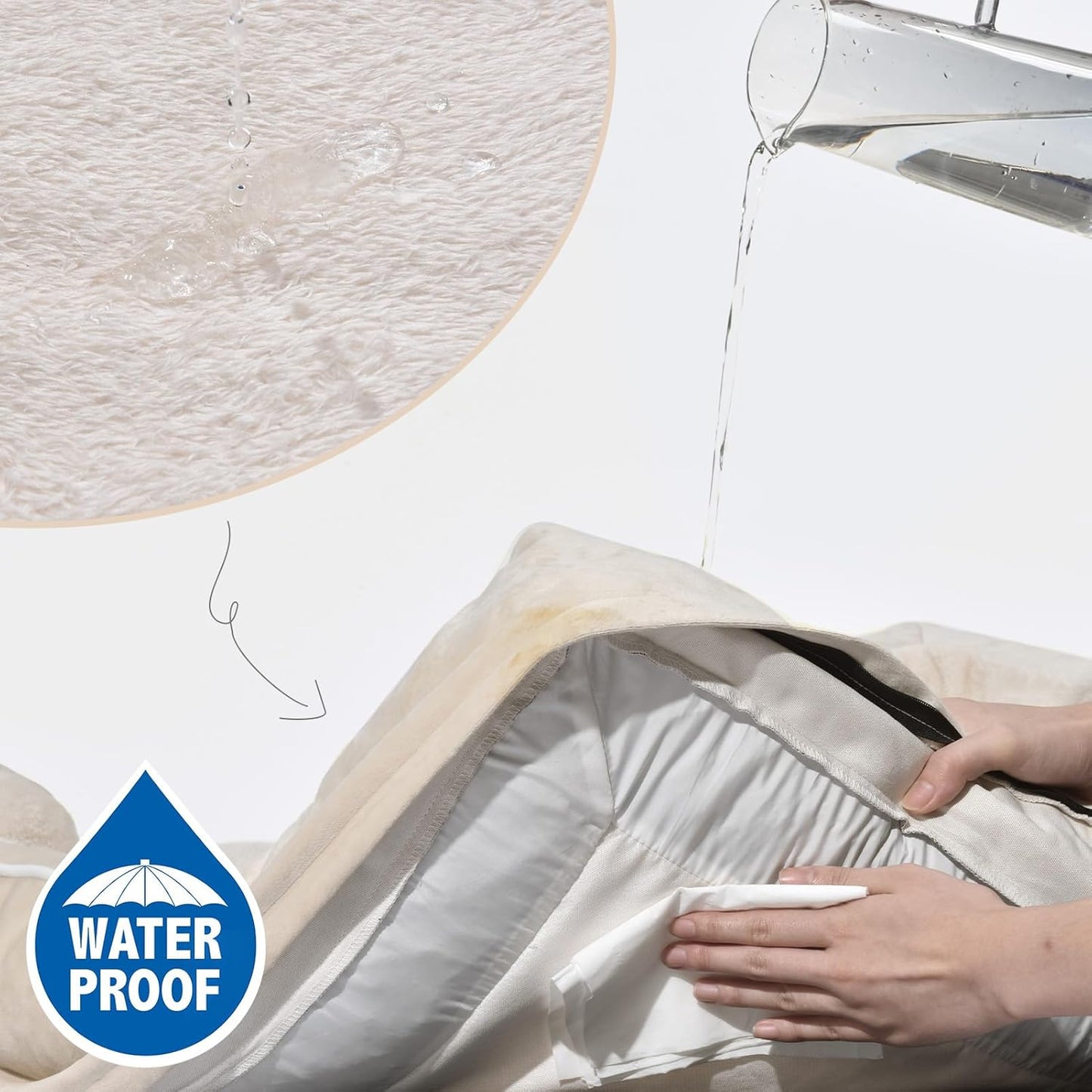 Comfort Expression Orthopedic Jumbo Dog Beds Waterproof, Extra Large Dog Beds Jumbo Breed, PV Washable Pet Sofa Couch with Removable Cover & Non-Slip Bottom(Beige)