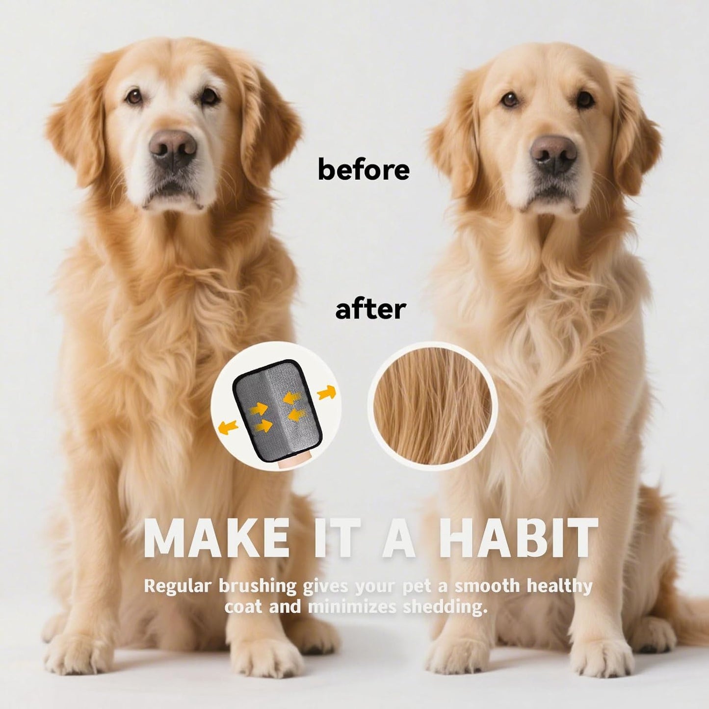 2PCS Electrostatic Pet Hair Removal Gloves,Pet Hair Removal Tool,Reusable Cat & Dog Hair Remover for Carpet,Couch,Furniture,Car Seat,Cat Grooming Gloves