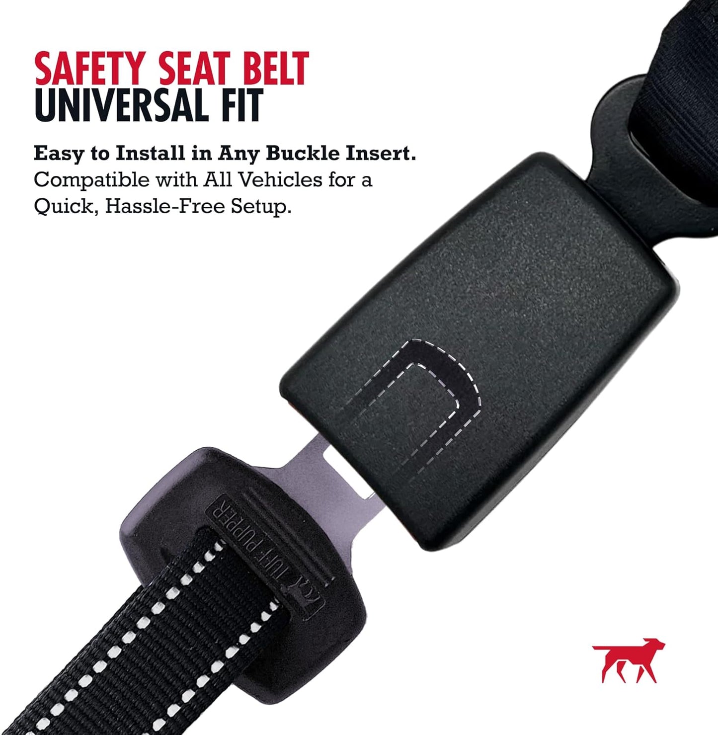 Tuff Pupper Dog Seat Belt | Adjustable Length Dog Seatbelt Restraint | Tangle-Free Locking Carabiner | Shock-Absorbing Bungee | Reflective Stitching for Visibility | Universal Fit for Cars & Trucks