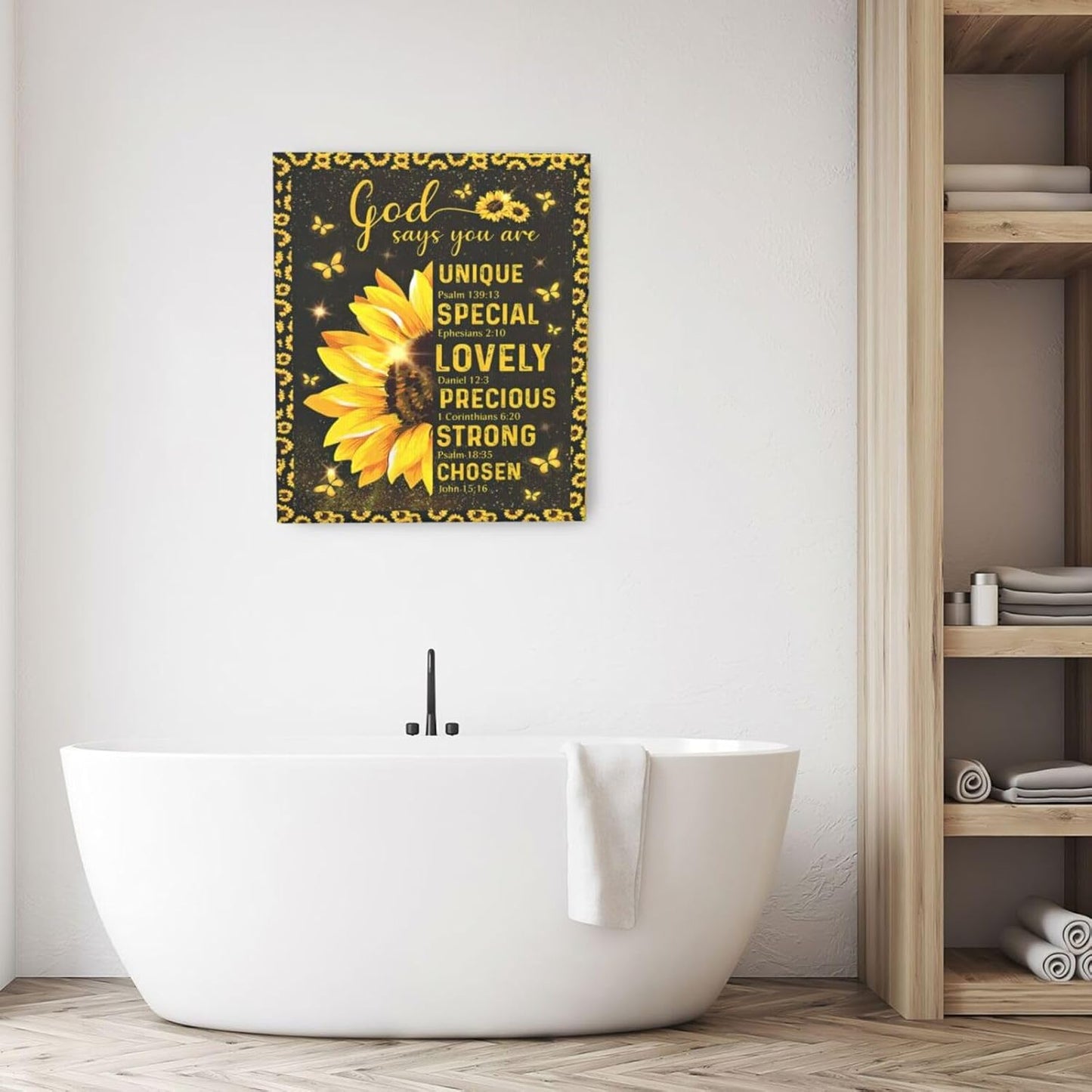 Christian Sunflower Bathroom Pictures Wall Art, Bible Verse Bathroom Wall Decor for Bedroom Office Wall Decorations for Bathroom Living Room Painting Artwork Modern Poster Prints 24"L x 20"W