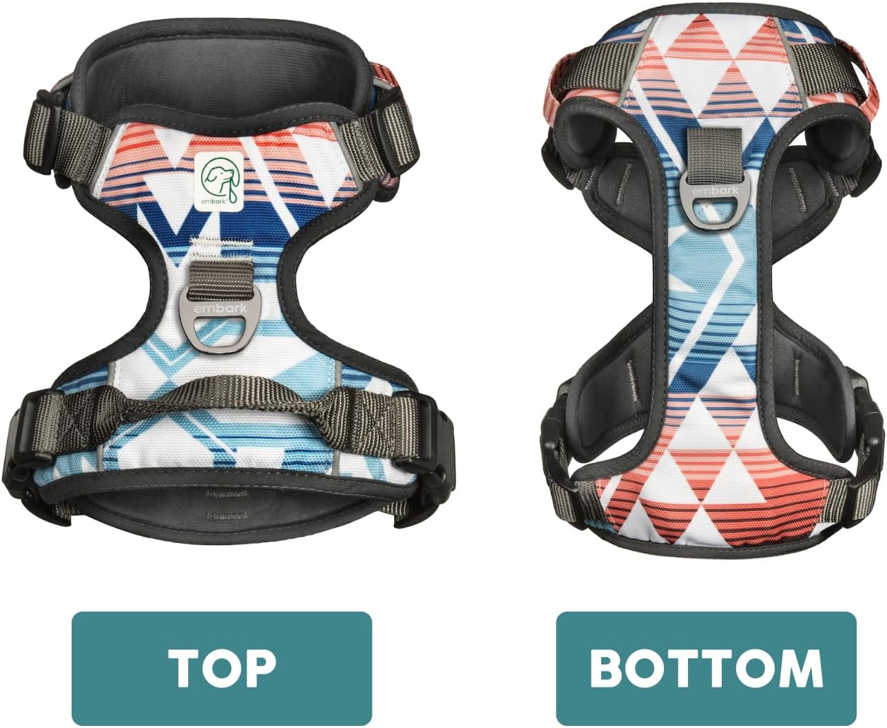 Embark Adventure Dog Harness, Reflective Trim XL Dog Harness for Extra Large Dogs No Pull - Military Grade Nylon, 2 Leash Clips & Gel Lined Handle.