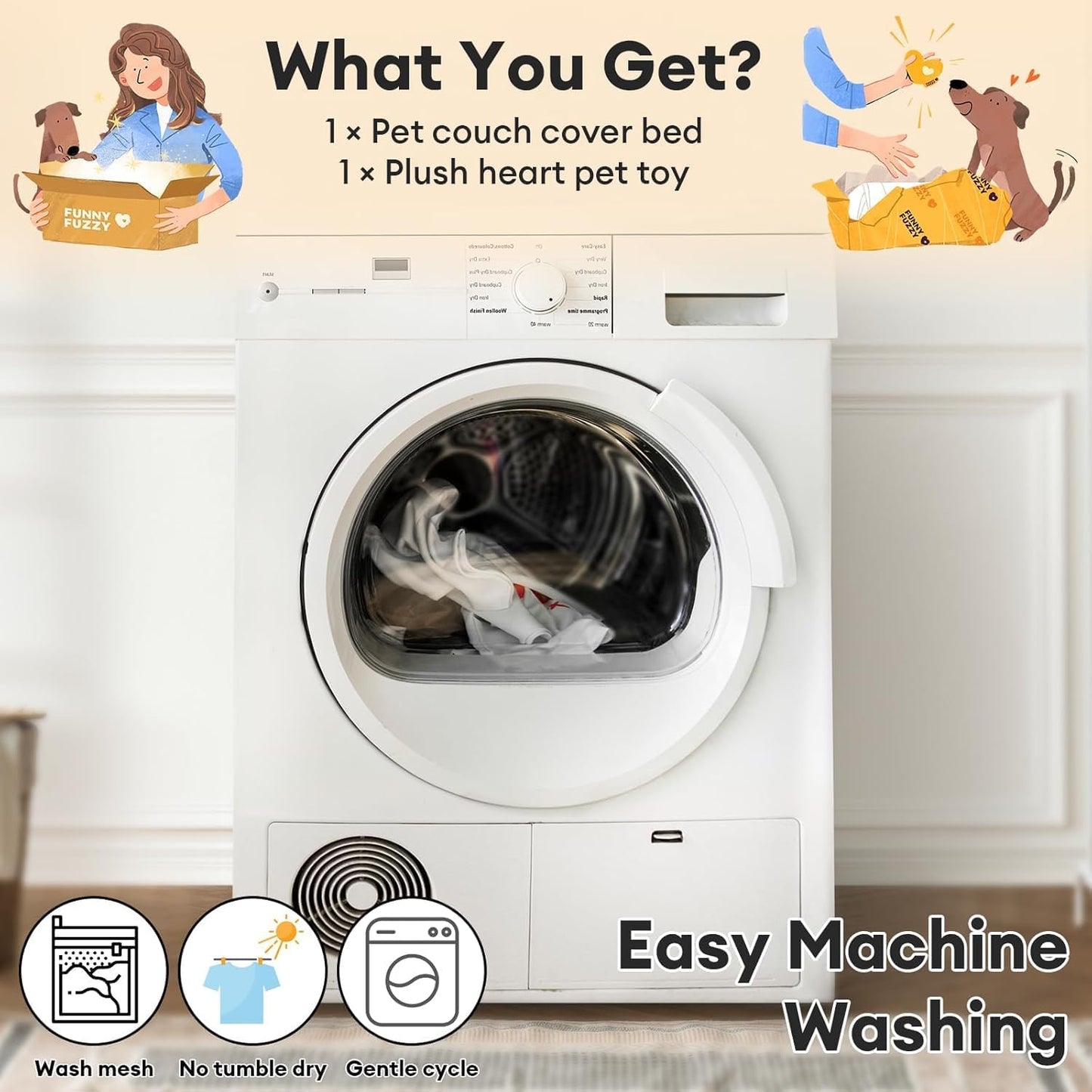 FUNNY FUZZY Pet Fluffy Fuzzy Couch Cover, Calming Washable Dog Bed Sofa Protector Pets Mat for Small Medium Dogs and Cats (Coffee,33.45 × 28.35 × 5.51 in)