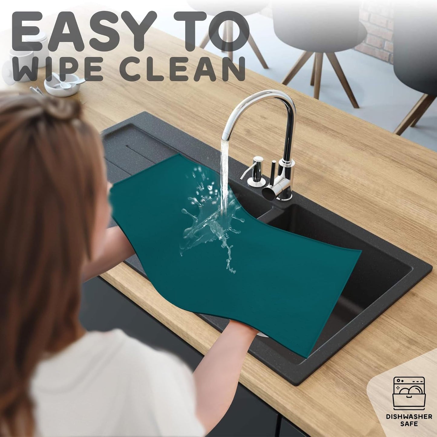 Dog Food Mat - Raised Edges Dogs Mat for Food and Water Prevent Spill, Waterproof Cat Food Mats Protect Floors, Easy Clean Dog Bowl Mats for Food and Water, Silicone Pet Food Tray