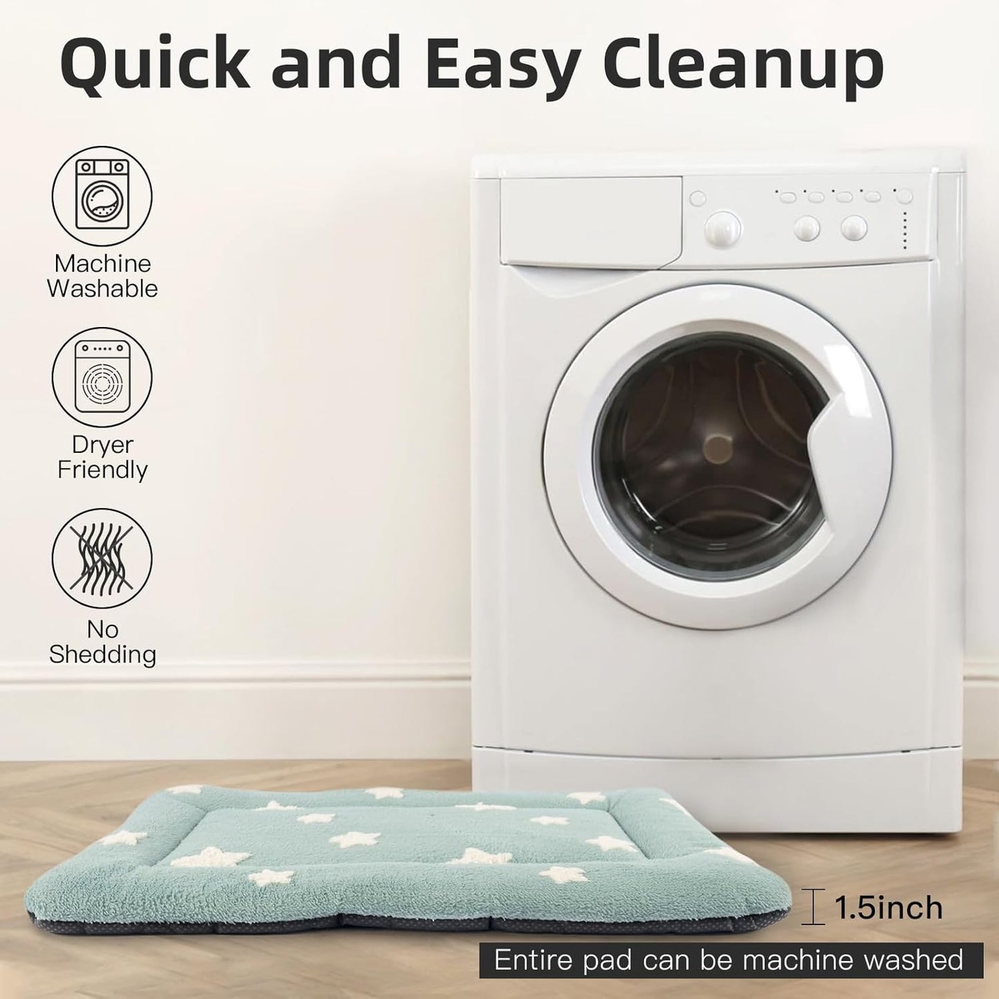 Mora Pets Dog Crate Pad Dog Kennel Bed Mat for Large Dogs Washable Cute Star Pet Bed for 36 inch Cage Ultra Soft Flat Puppy Cat Cushion for Cozy Sleeping Anti-Slip Blue 36 x 23