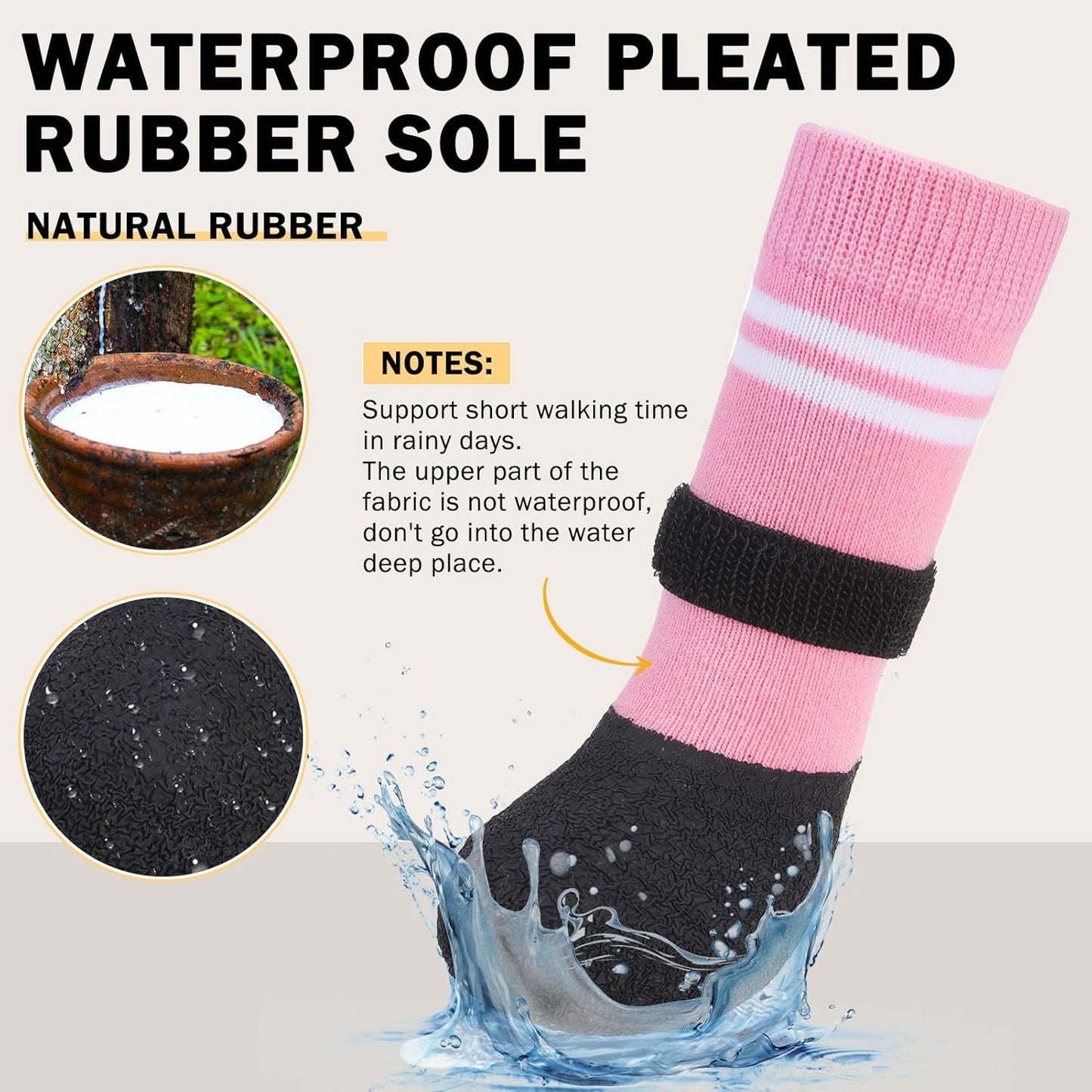 SCENEREAL Anti Slip Dog Boots & Paw Protectors for Hardwood Floor, Extended Dog Socks to Prevent Licking Paws, Waterproof Pet Snow Rain Shoe for Winter Small Puppy Senior Dogs, Pink S