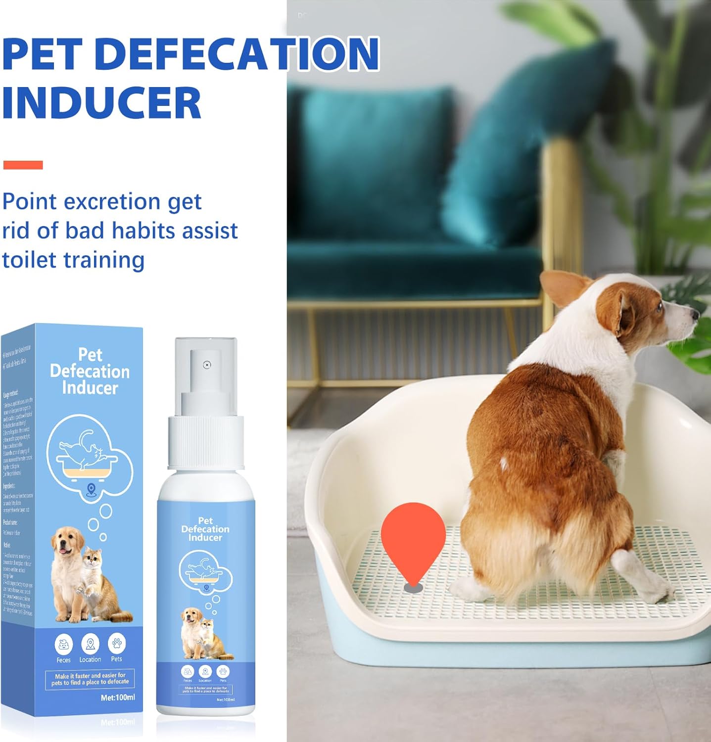 Potty Training Spray for Dogs,Puppy Potty Training Spray,Correct The Dog's Bad Defecation Behavior and Help You Train Your Dog to Go to The Toilet in The Right Place-100M