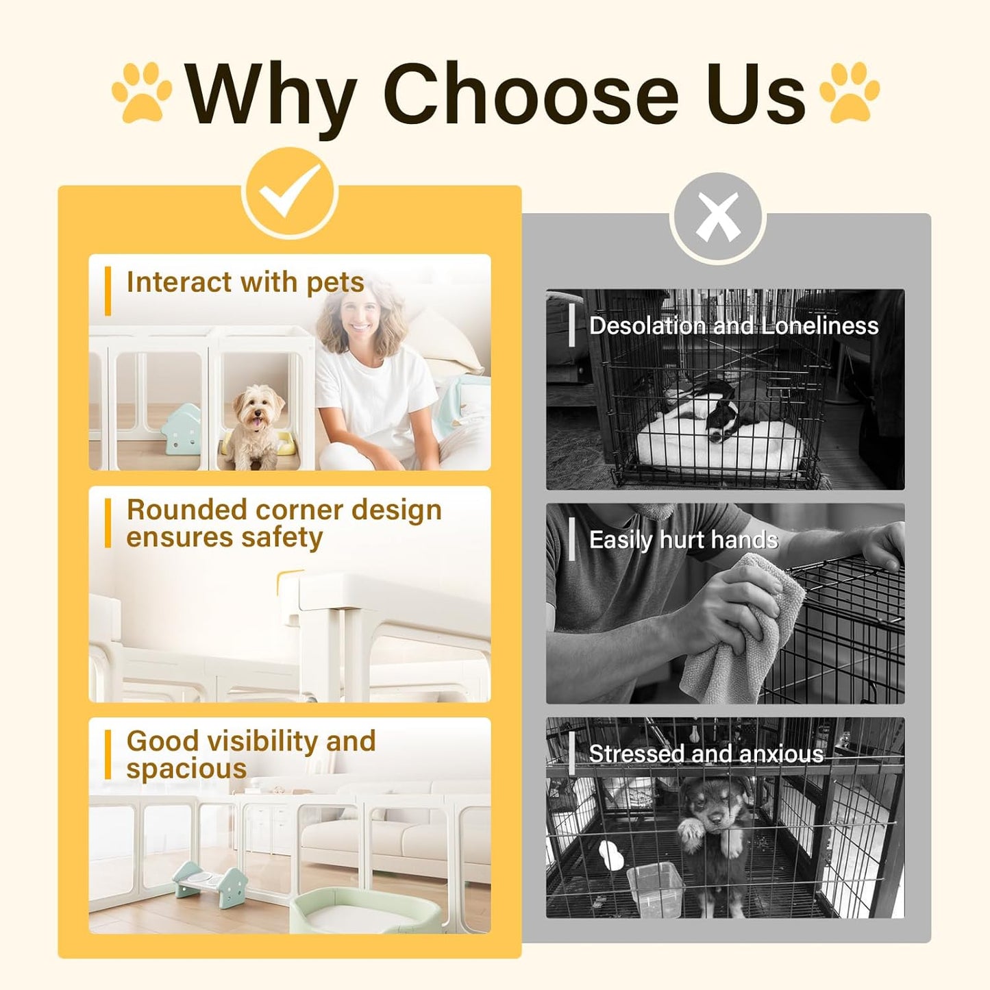 Acrylic Dog PlayPen, Clear Dog Play Pen for Puppy Cat Rabbit, Easy Assemble Pen, Preferable Small Cage, 23.6" H, 12 Pcs