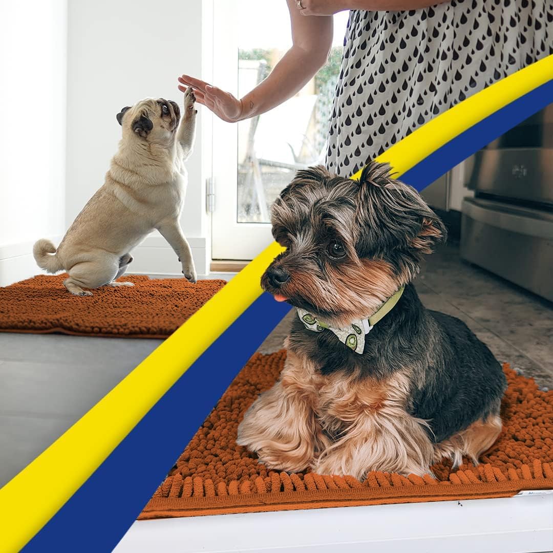 Muddy Mat® Shown on TV – Super Absorbent Door Mat Indoor, Microfiber Quick Dry Chenille Entryway Rug, Non-Slip Front Door Mat, Indoor Mats for Entryway, Machine Washable Pet Rug, Orange 24"x36"