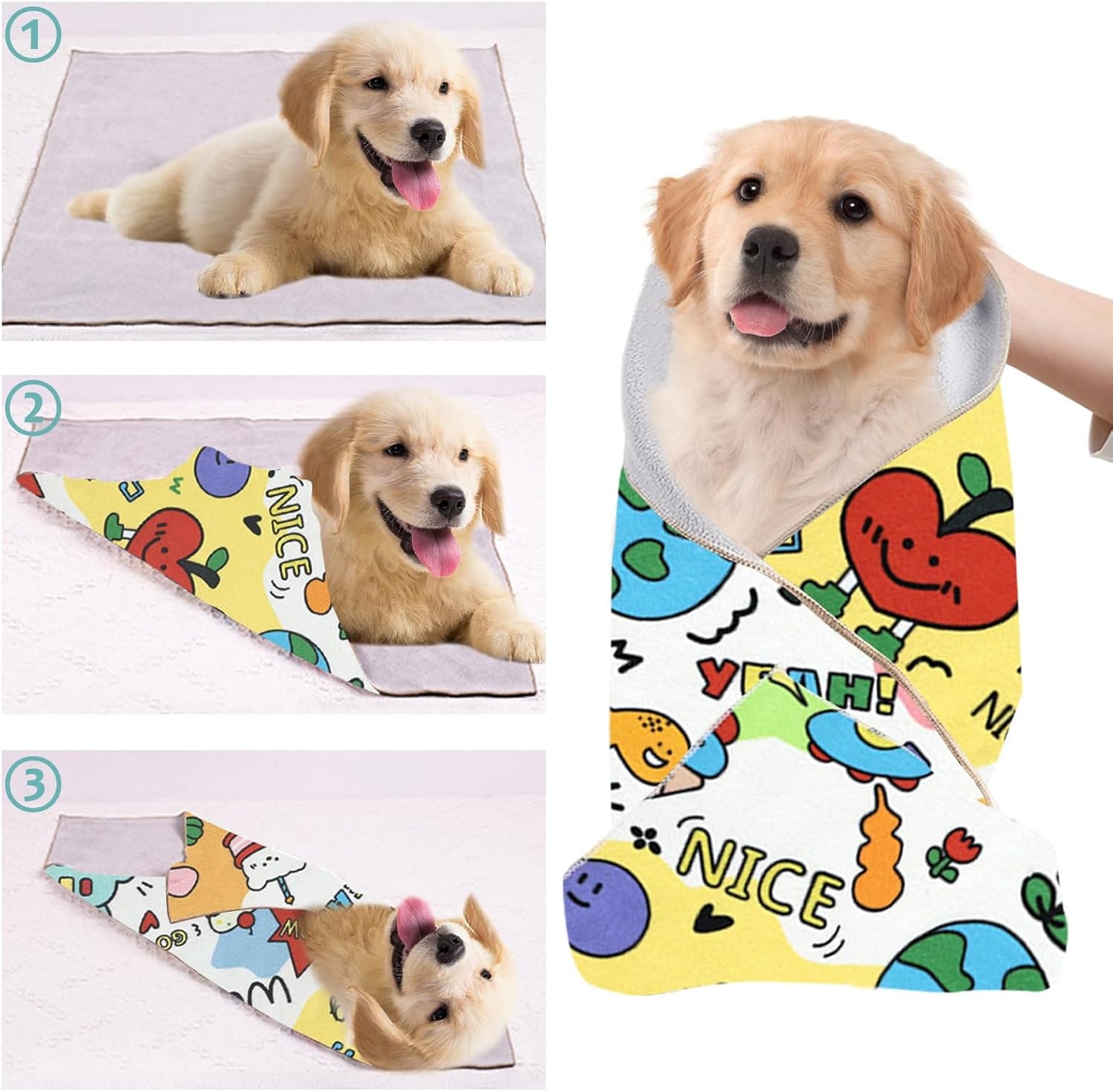 Cat Grooming Wrap, [XXL] Cat Restraint Wrap for Nail Clipping, Ear Cleaning, and Teeth Brushing, Self-Adherent, Anti-Bite, Anti-Scratch, Anti Scratch, Colorful Graffiti